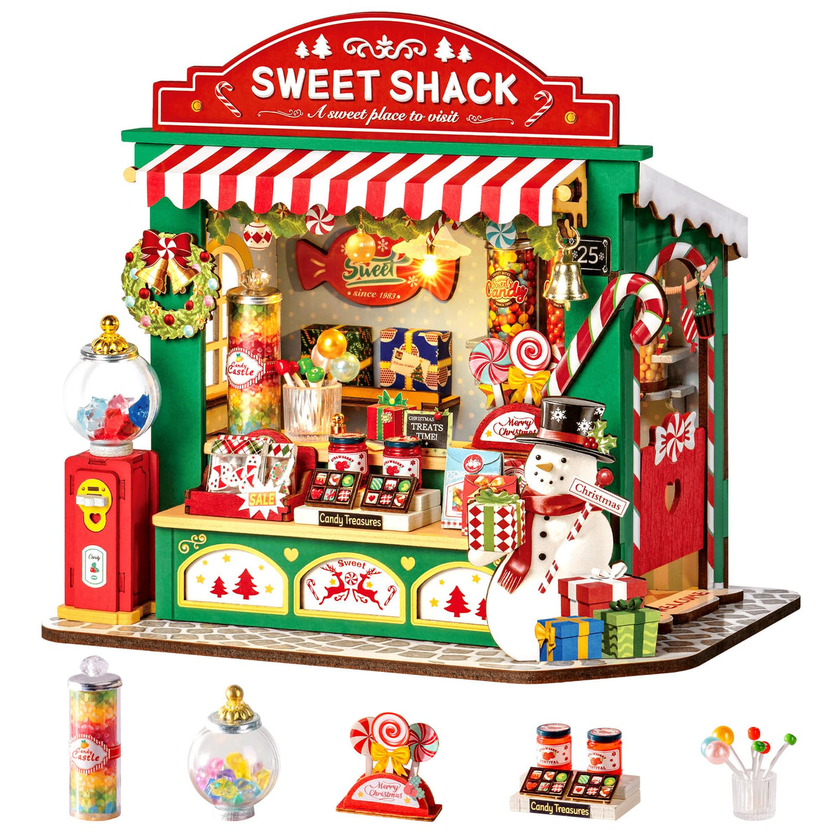 Rolife Christmas Candy Stand DIY Miniature Dollhouse Kit - Rolife Official Imagery - 1