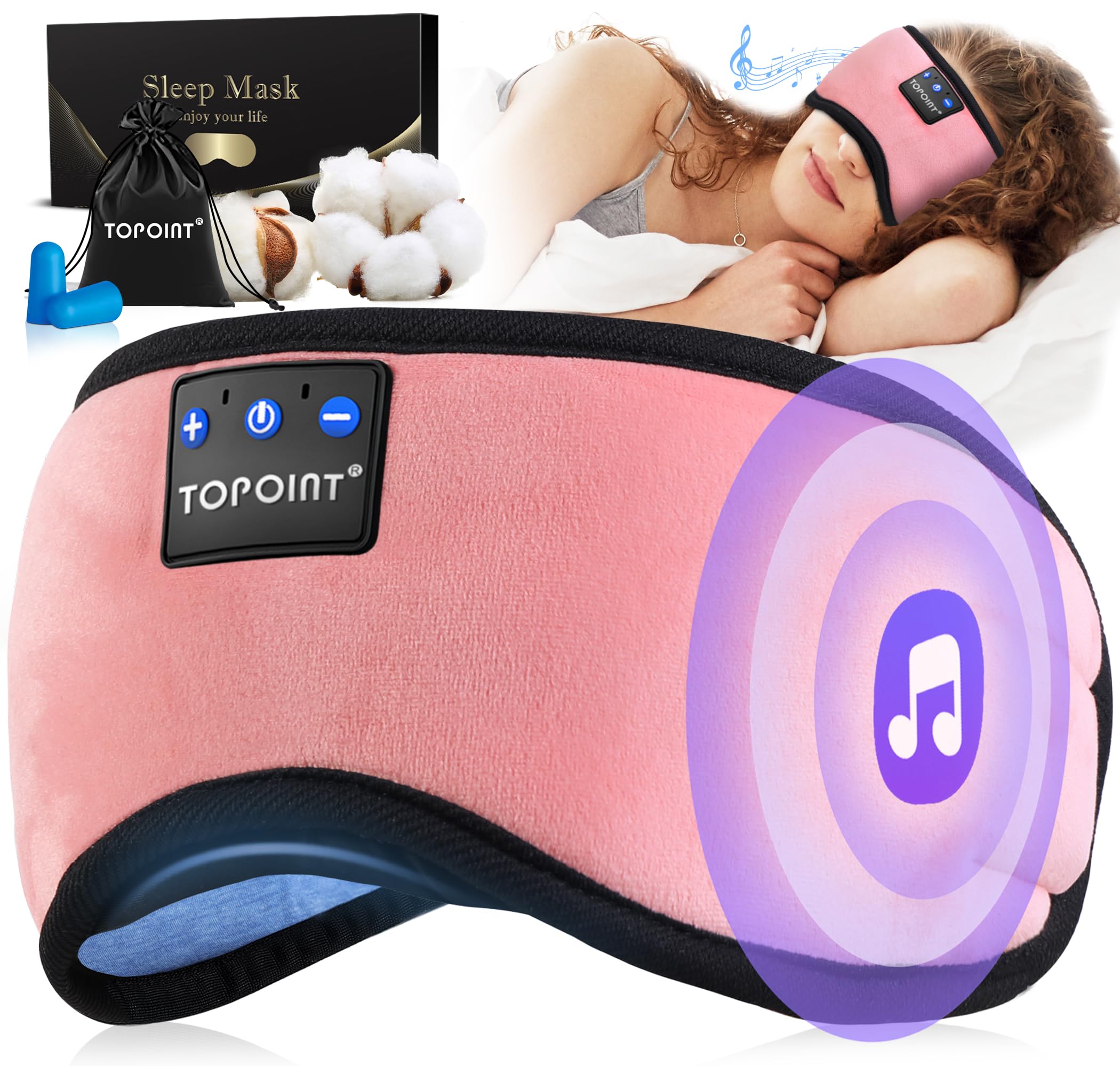 TOPOINT Sleep Mask with Headphones Bluetooth 5.4 Wireless, Sleep Headphones Earp - TOPOINT Official Product View 8