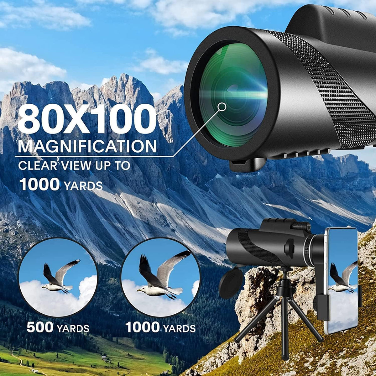 Monocular Telescope 80x100 High Powered Monoculars High - Mulamoy Official Imagery - 5