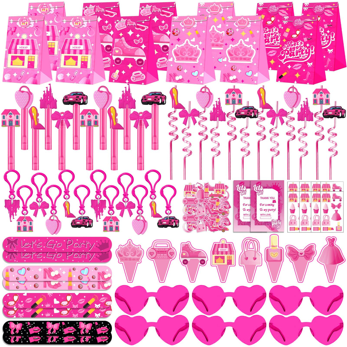 220PCS Pink Party Favors Kit for Girls Birthday Supplies - Fumogym Official Imagery - 1