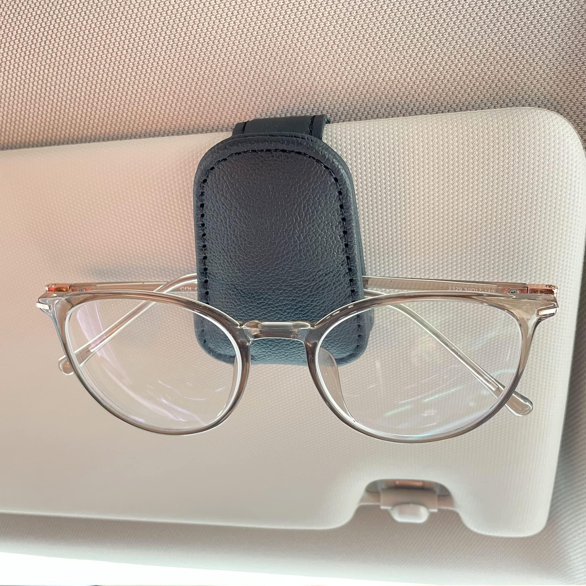 KIWEN Sunglasses Holders for Car Visor, Magnetic Leather Glasses by KIWEN - Angle View 7