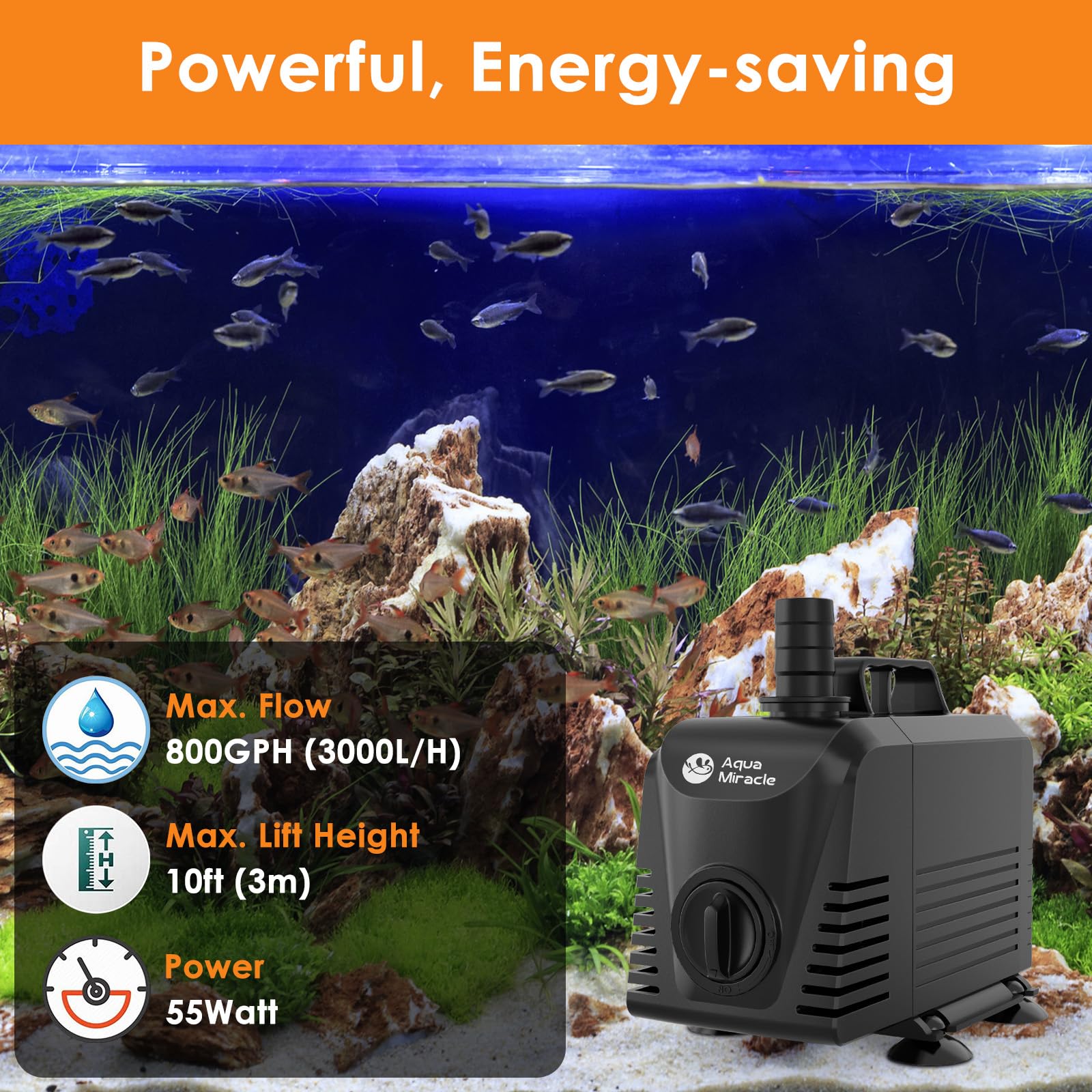 AquaMiracle Submersible Water Pump Aquarium Water Pump with Flow - AquaMiracle Official Product View 3