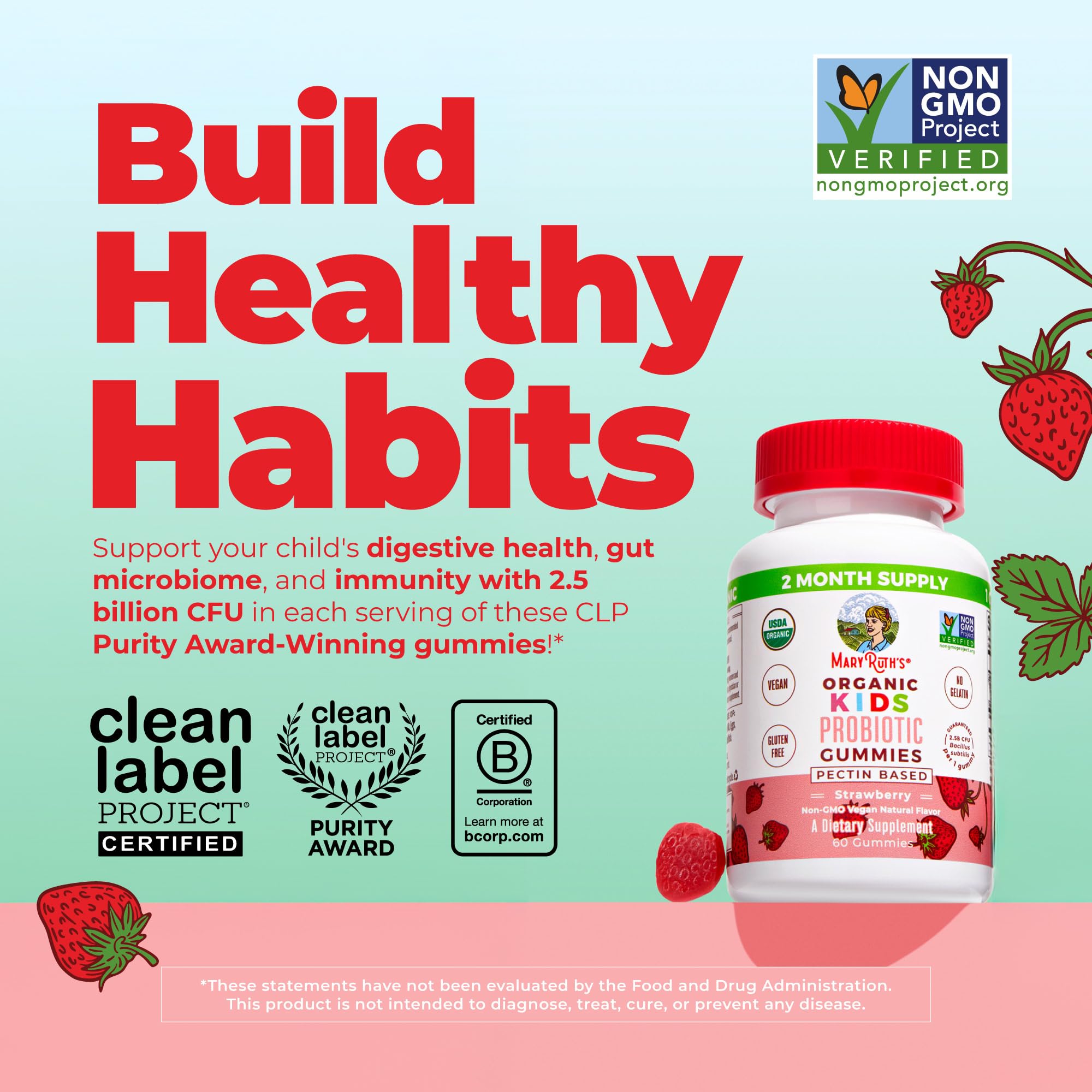 MaryRuth Organics Kids Probiotic Gummies, 60ct