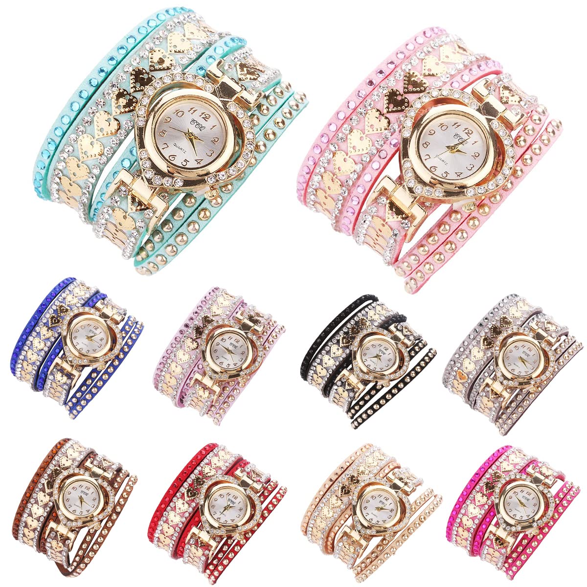 Women Fashion Watch Inlay Rhinestone Quartz Watches Heart - CdyBox Official Imagery - 2