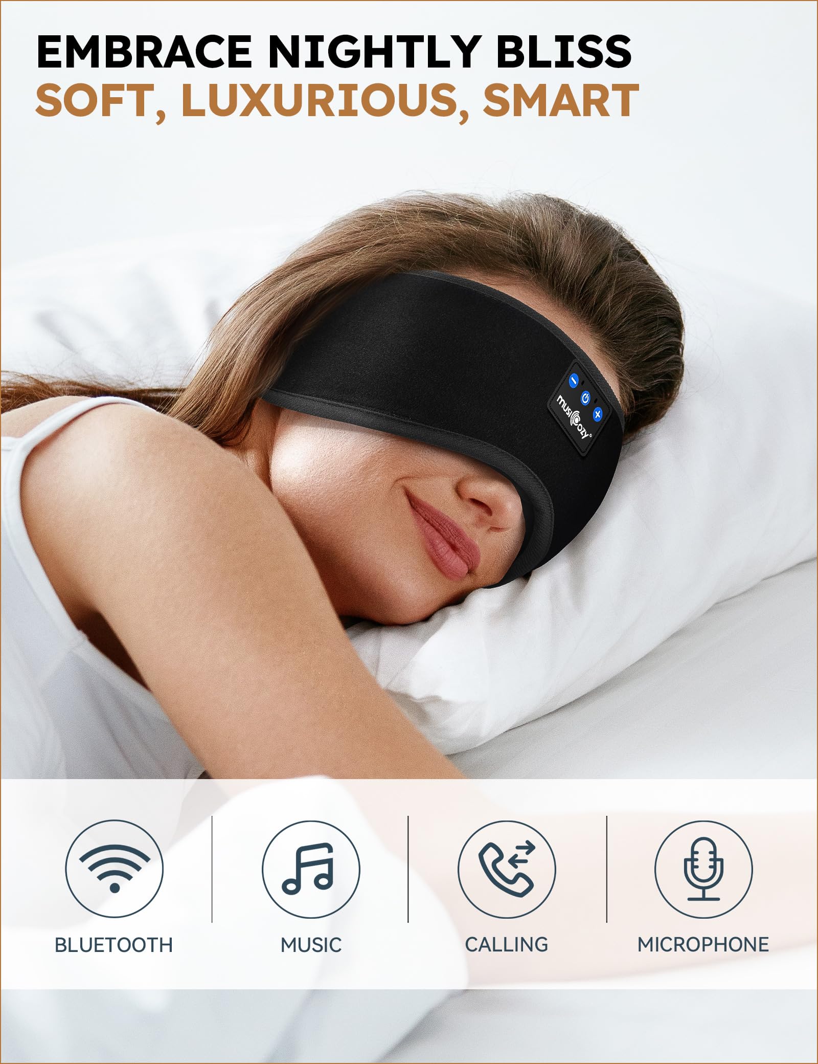 MUSICOZY Sleep Headphones Bluetooth 5.4 Sleep Eye Mask with HD Speakers - MUSICOZY Official Product View 2