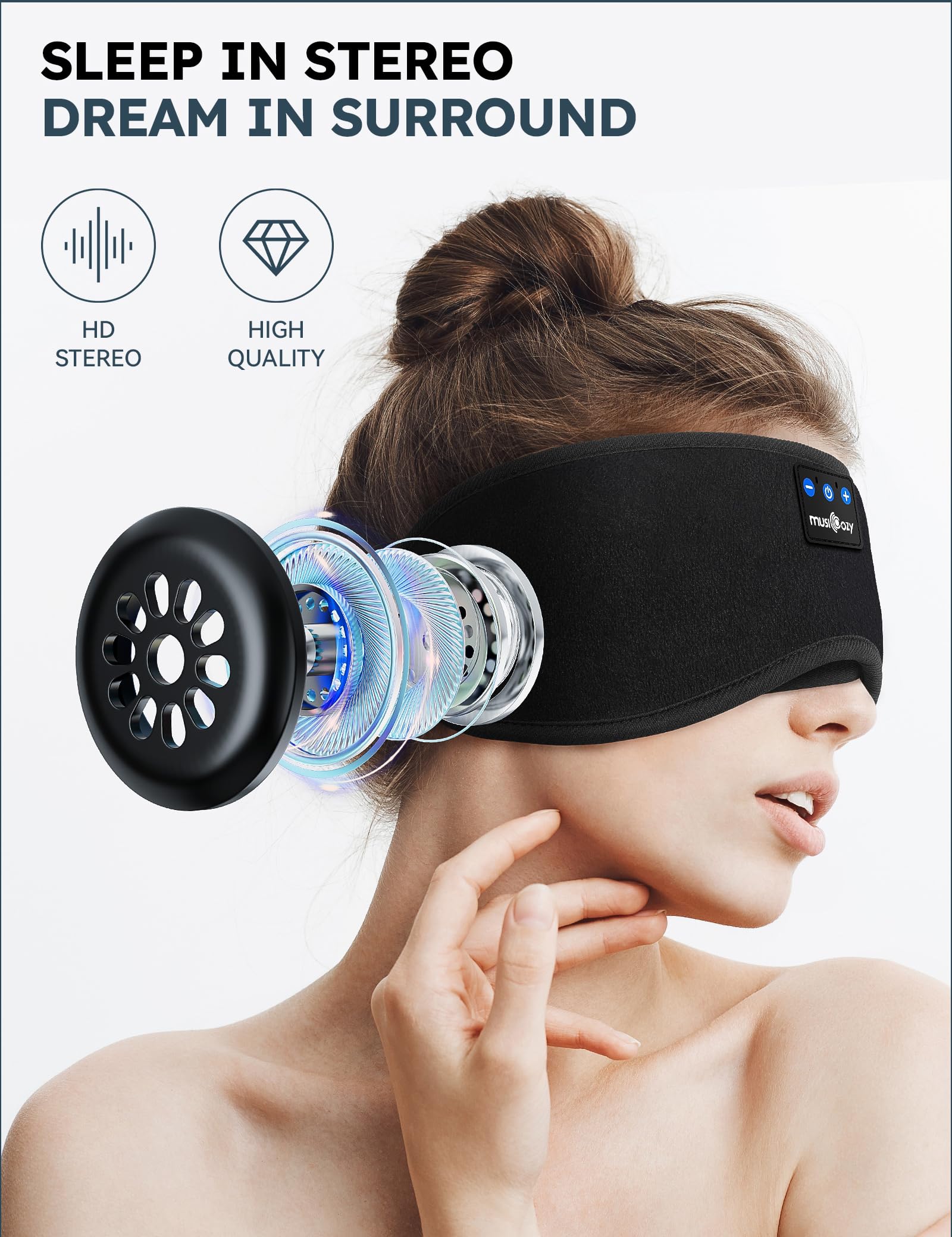 MUSICOZY Bluetooth 5.4 Sleep Headphones Sleeping Eye Mask Earbuds - MUSICOZY Official Product View 4