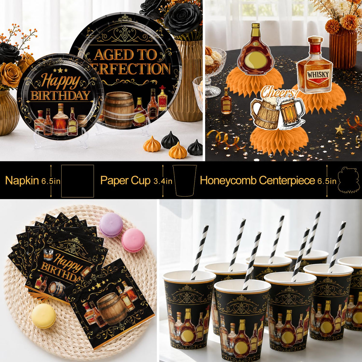 212PCS Aged to Perfection Birthday Decorations Men Serves 25 - Yingoto Official Imagery - 5