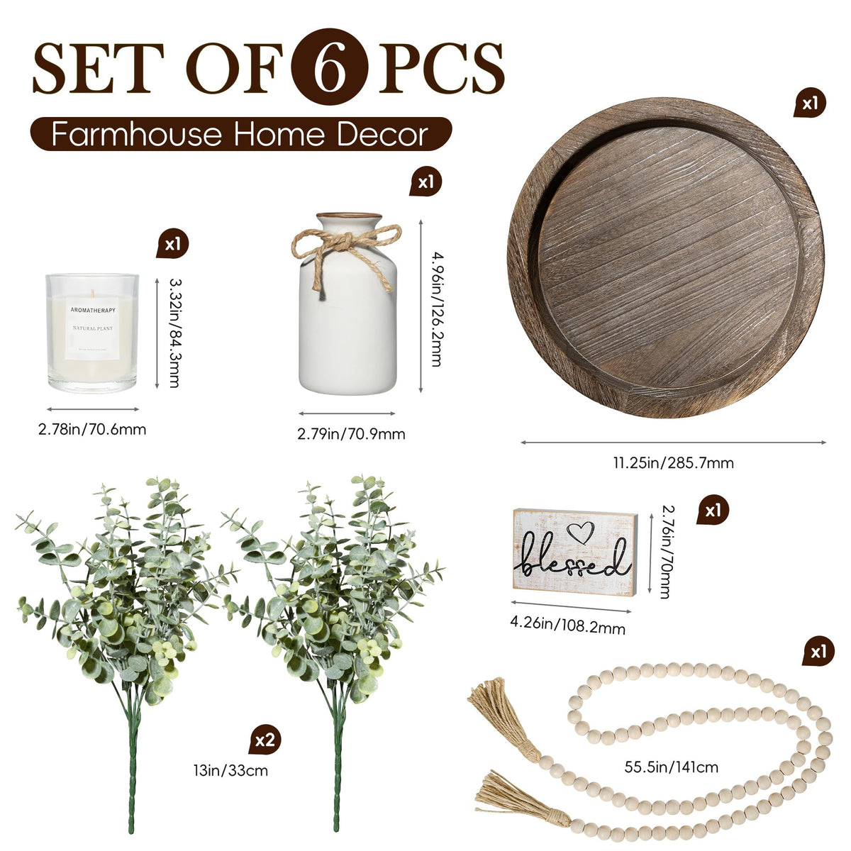 Rustic Modern Farmhouse Decor Set of 6 for Your Living Room - ZENLIV Official Imagery - 3