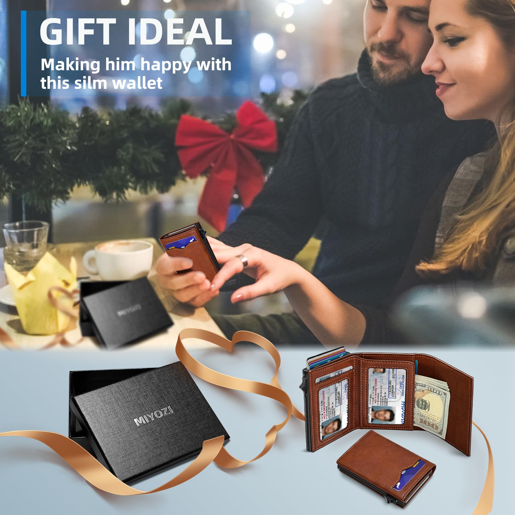 Miyozi Pop-Up Metal Wallet – RFID Blocking Trifold