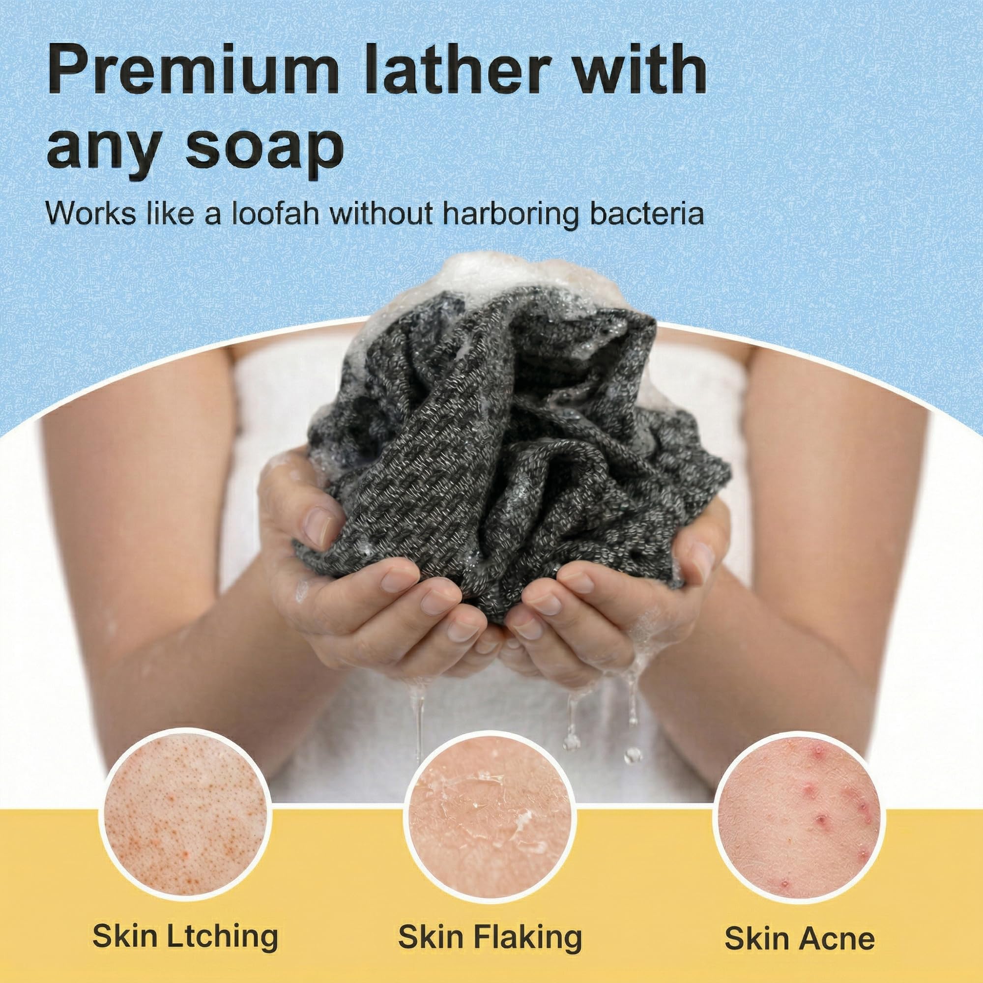 2 Pack Exfoliating Washcloth Towels - Yiclick Official Imagery - 3