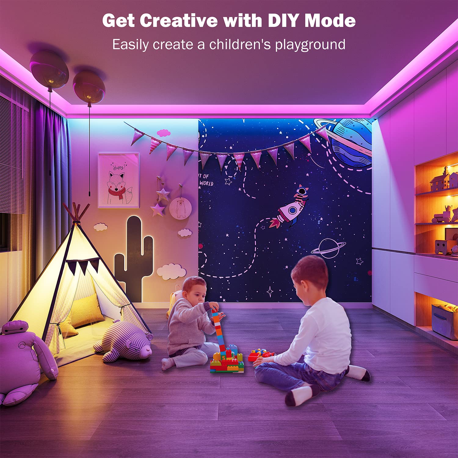 Leeleberd Led Lights for Bedroom 100 ft   Music Sync Color Changing RGB Led Stri - Leeleberd Official Product View 5