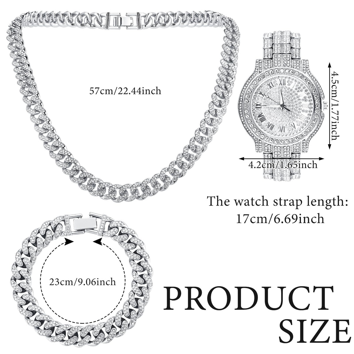 Huquary 4 Pcs Diamond Watch Halloween Costumes Link Chains - Huquary Official Imagery - 3