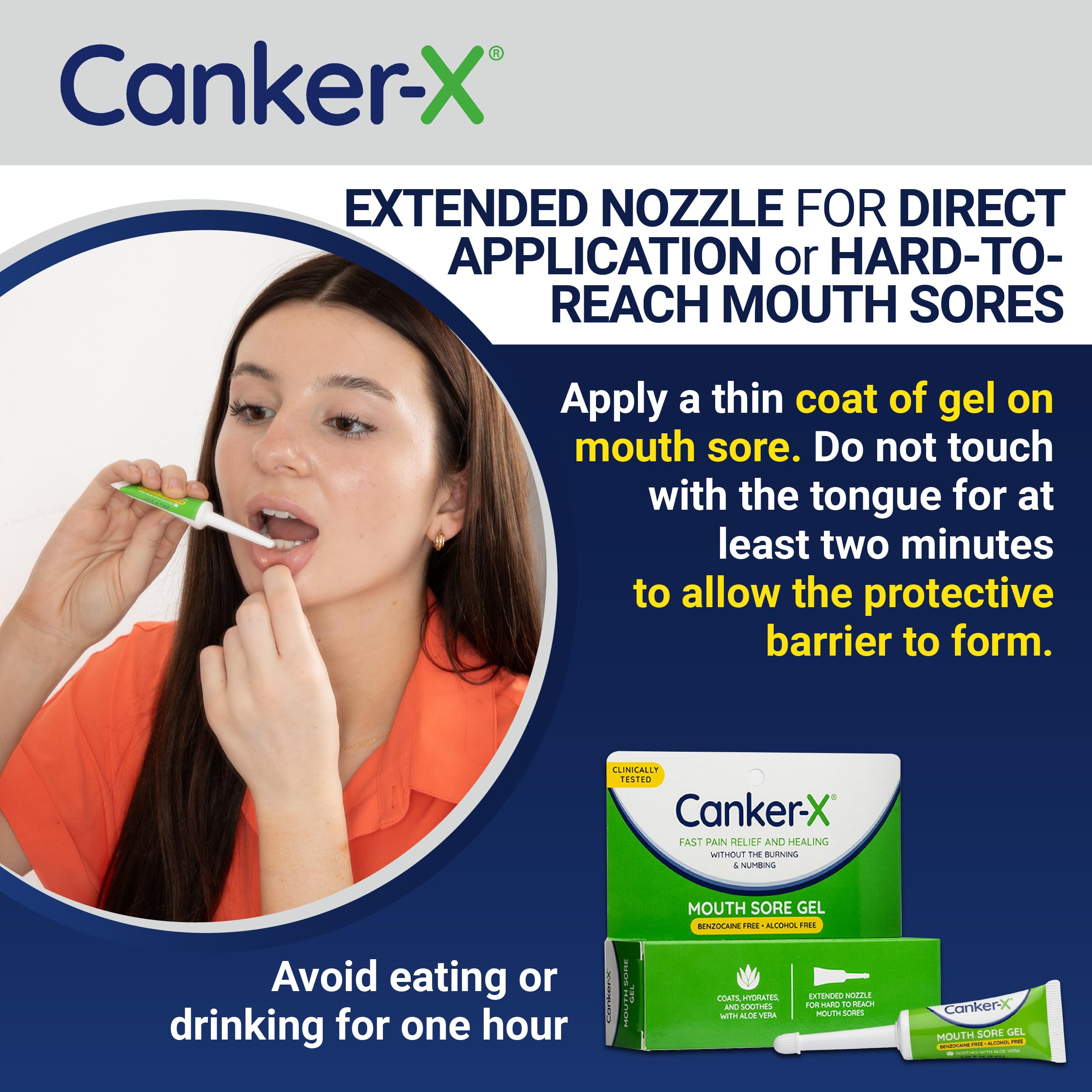 Canker-X Mouth Sore Gel | Benzocaine-Free Pain Relief 0.28 oz