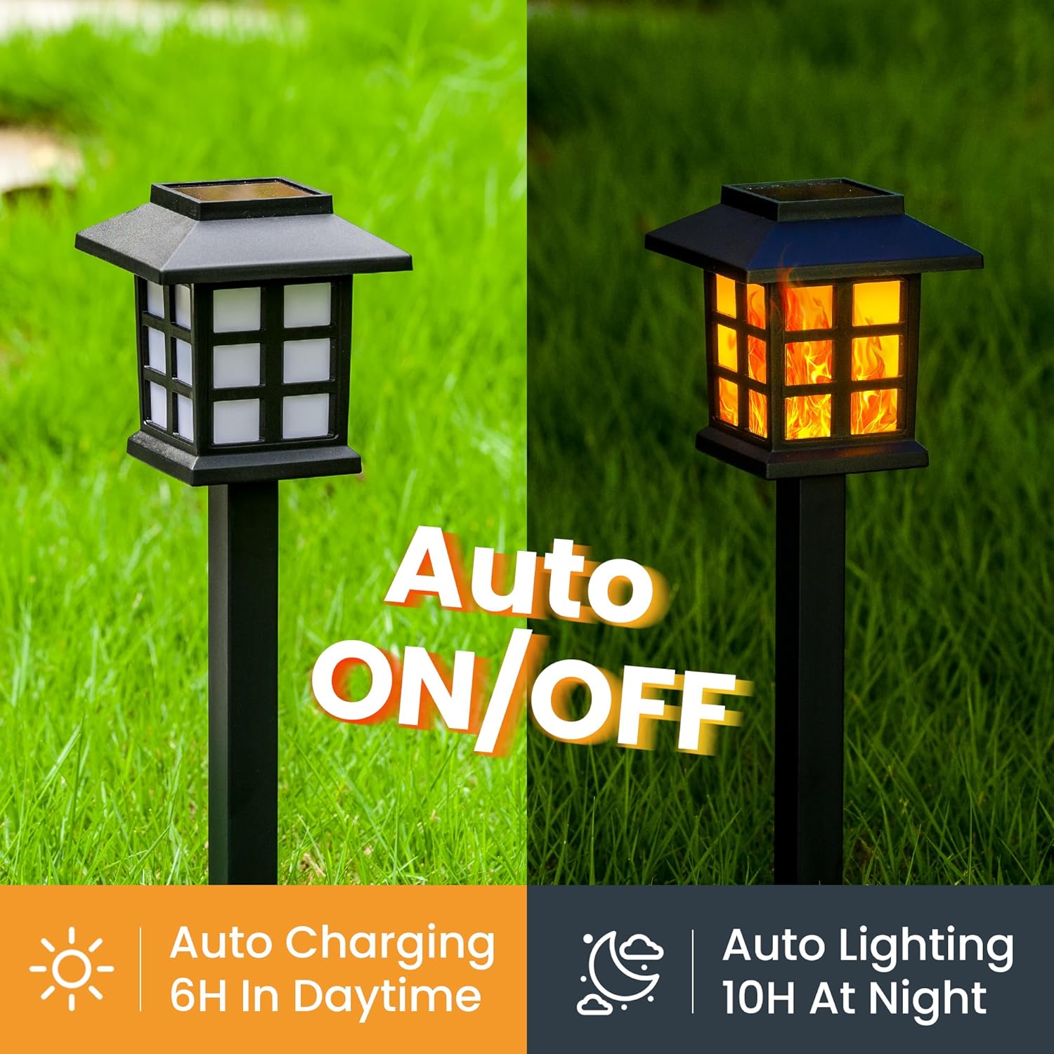 GIGALUMI Solar Lights for Outside,12 Pack Flickering Flame LED Solar Outdoor Lights