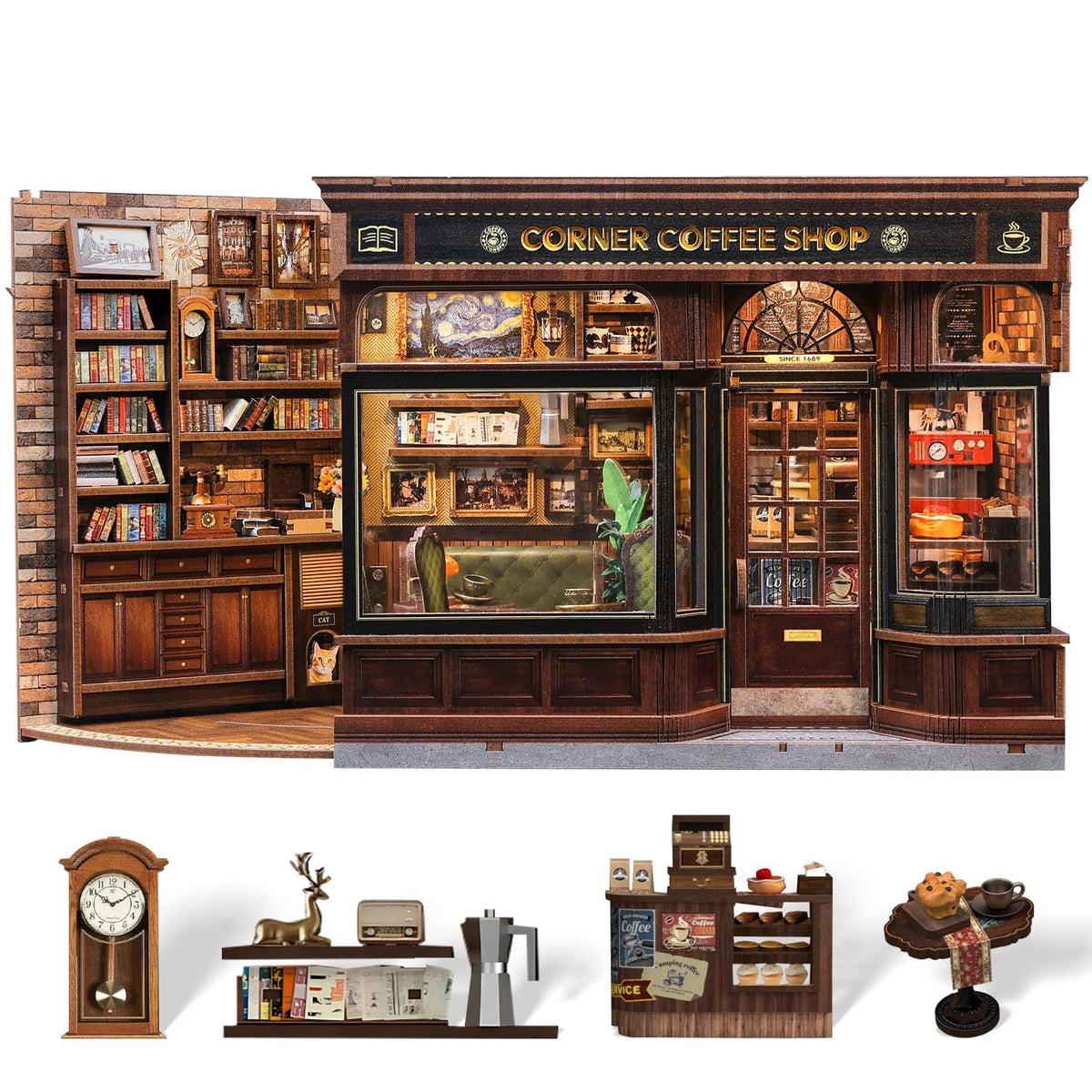 CUTEBEE Book Nook Kit DIY Miniature House Coffee Shop - CUTEBEE Official Imagery - 1