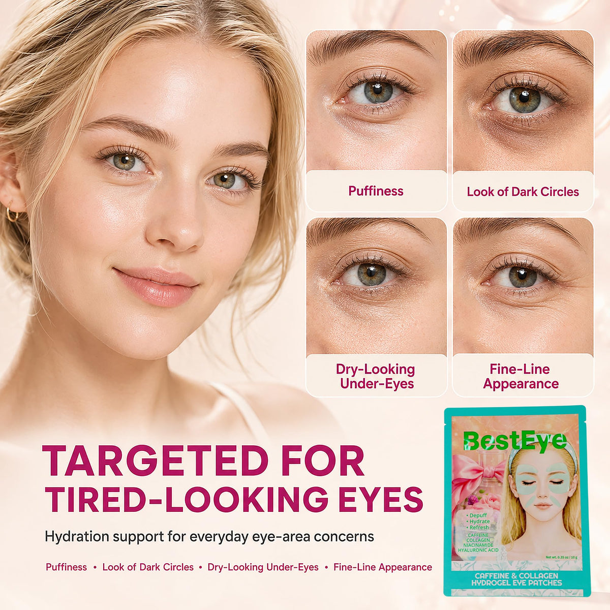 Collagen Under Eye Patches for Puffy Eyes and Dark Circles - Besteye Official Imagery - 5