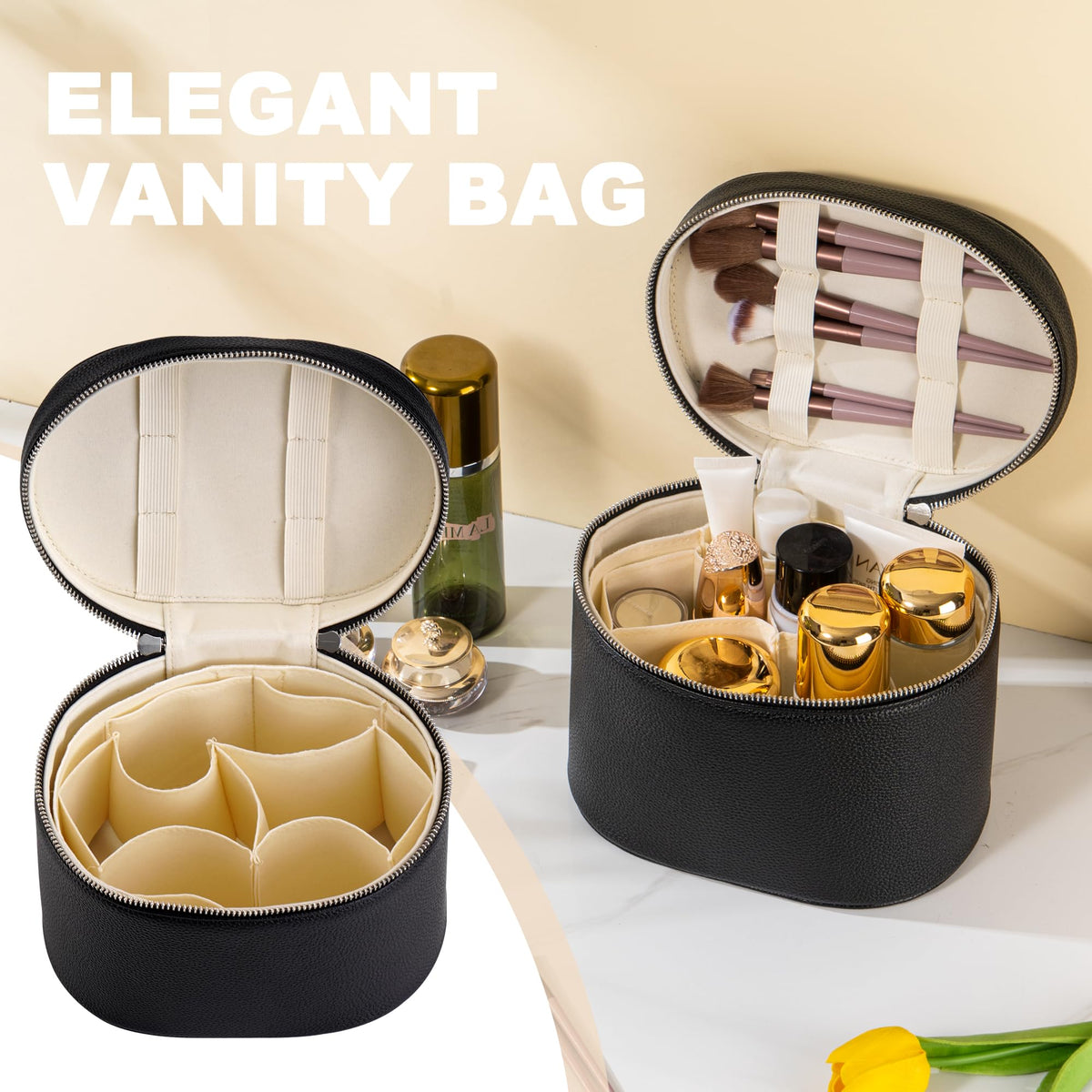 Makeup Bag Vanity Case Cosmetic Bag with Removable Divider - UUYUUY Official Imagery - 7