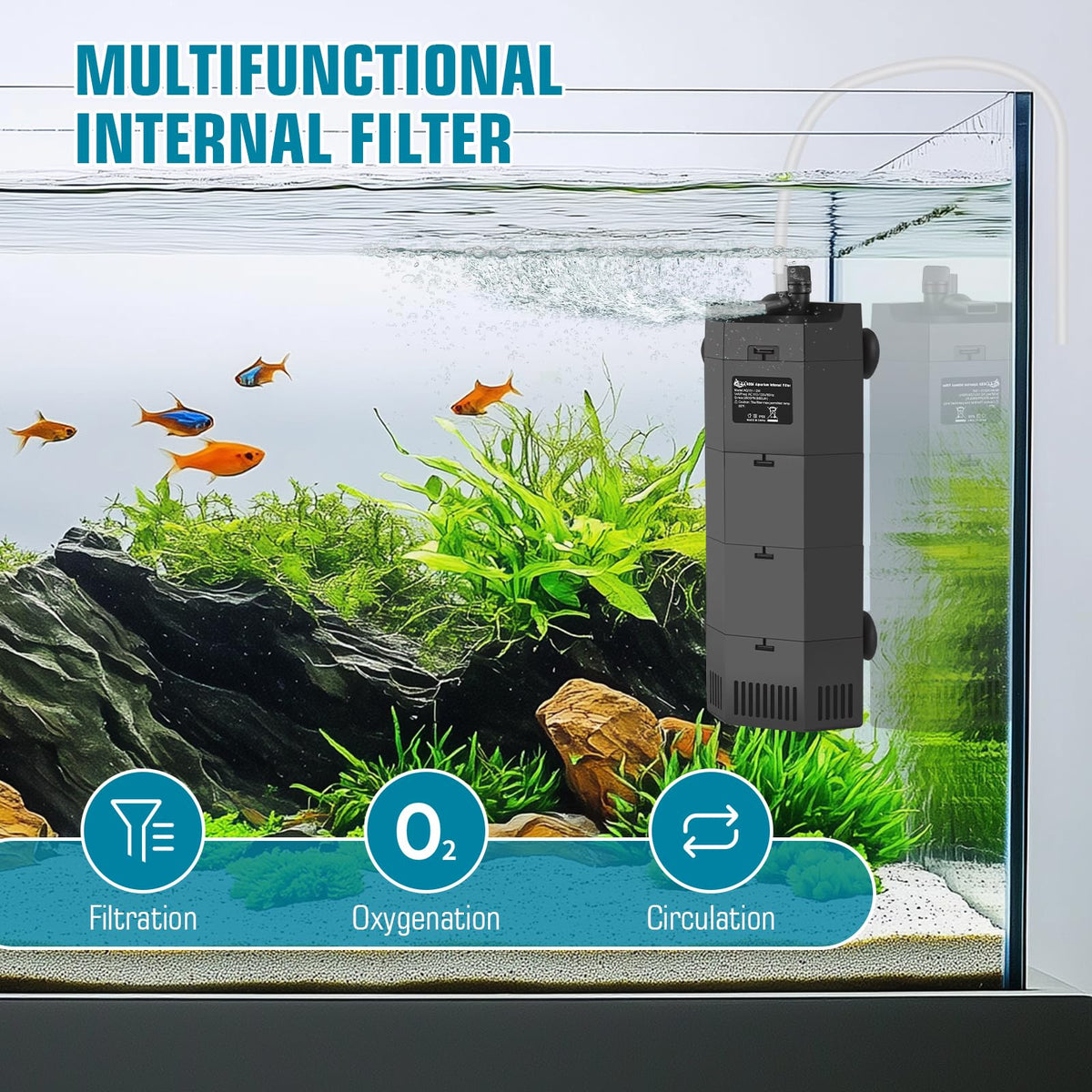 AQQA Submersible Aquarium Filter for 50 100Gal Fish Tank - AQQA Official Imagery - 4