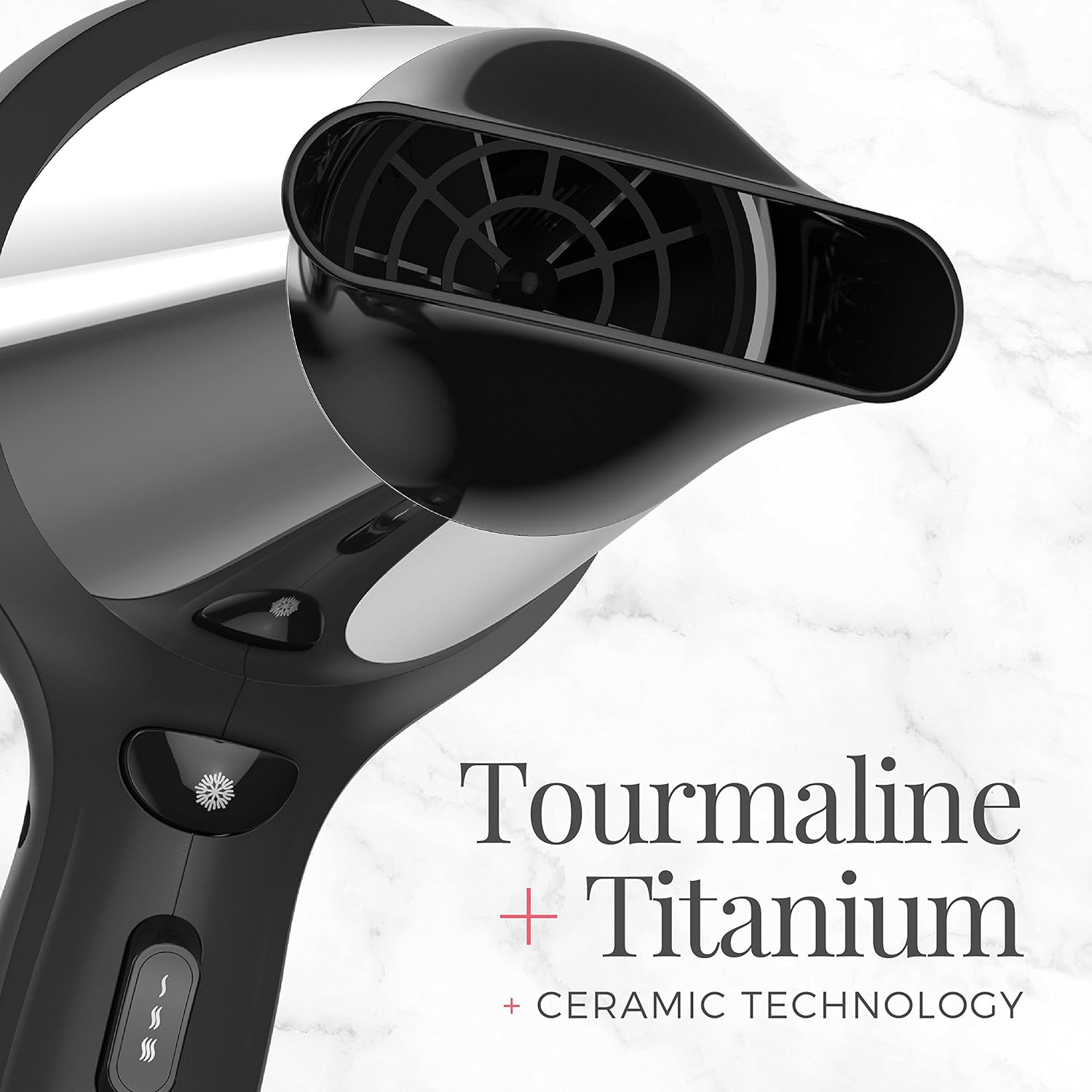 Remington impact-resistant 1875-watt hair dryer with a black and silver design, featuring a concentrator nozzle and ergonomic handle.