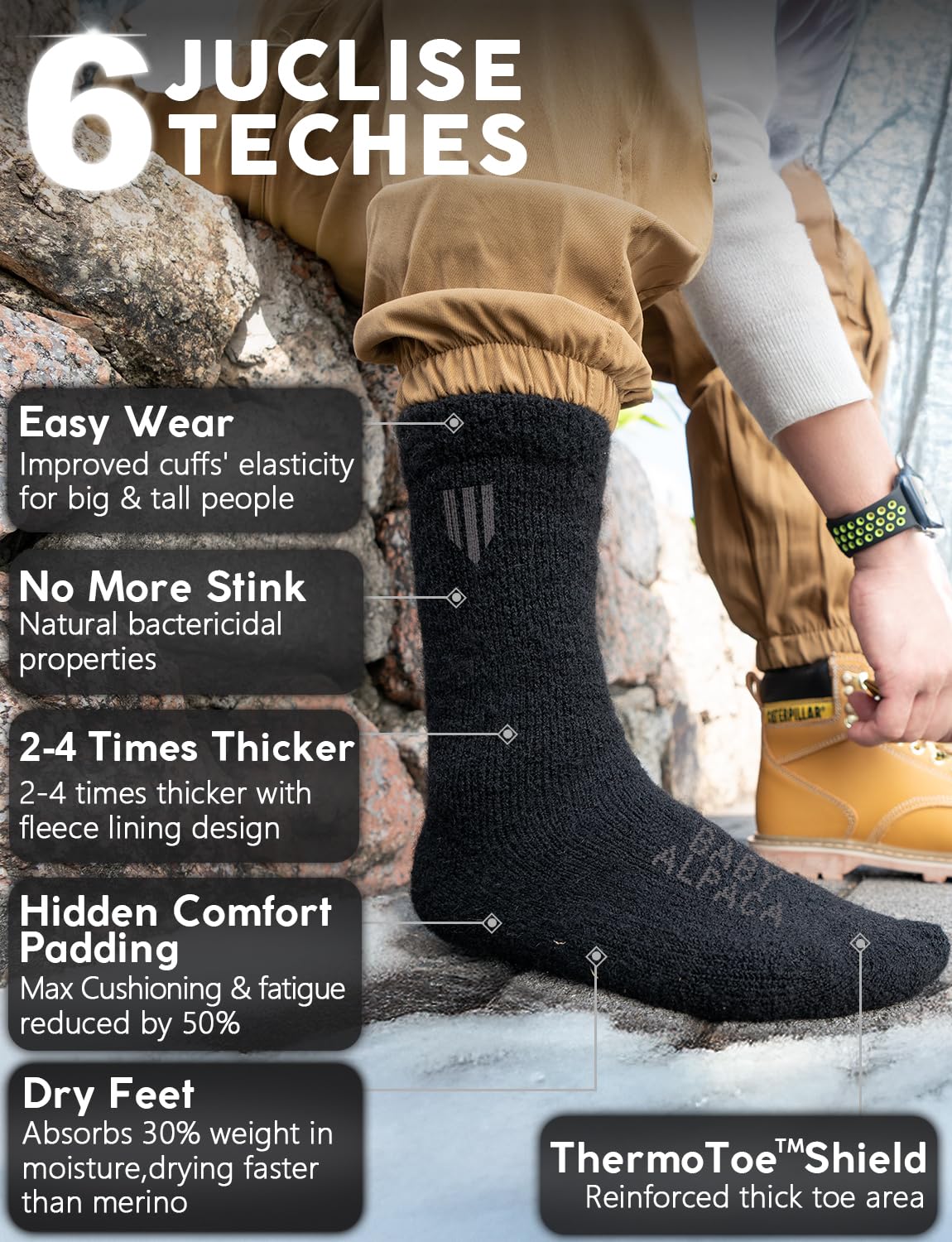 Juclise Alpaca Wool Crew Socks Men and Women Thick Thermal - Juclise Official Imagery - 5