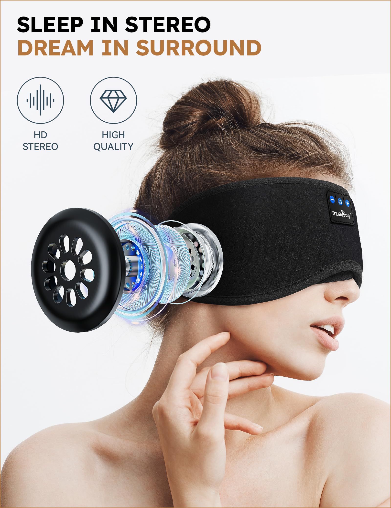 MUSICOZY Sleep Headphones Bluetooth 5.4 Sleep Eye Mask with HD Speakers - MUSICOZY Official Product View 4