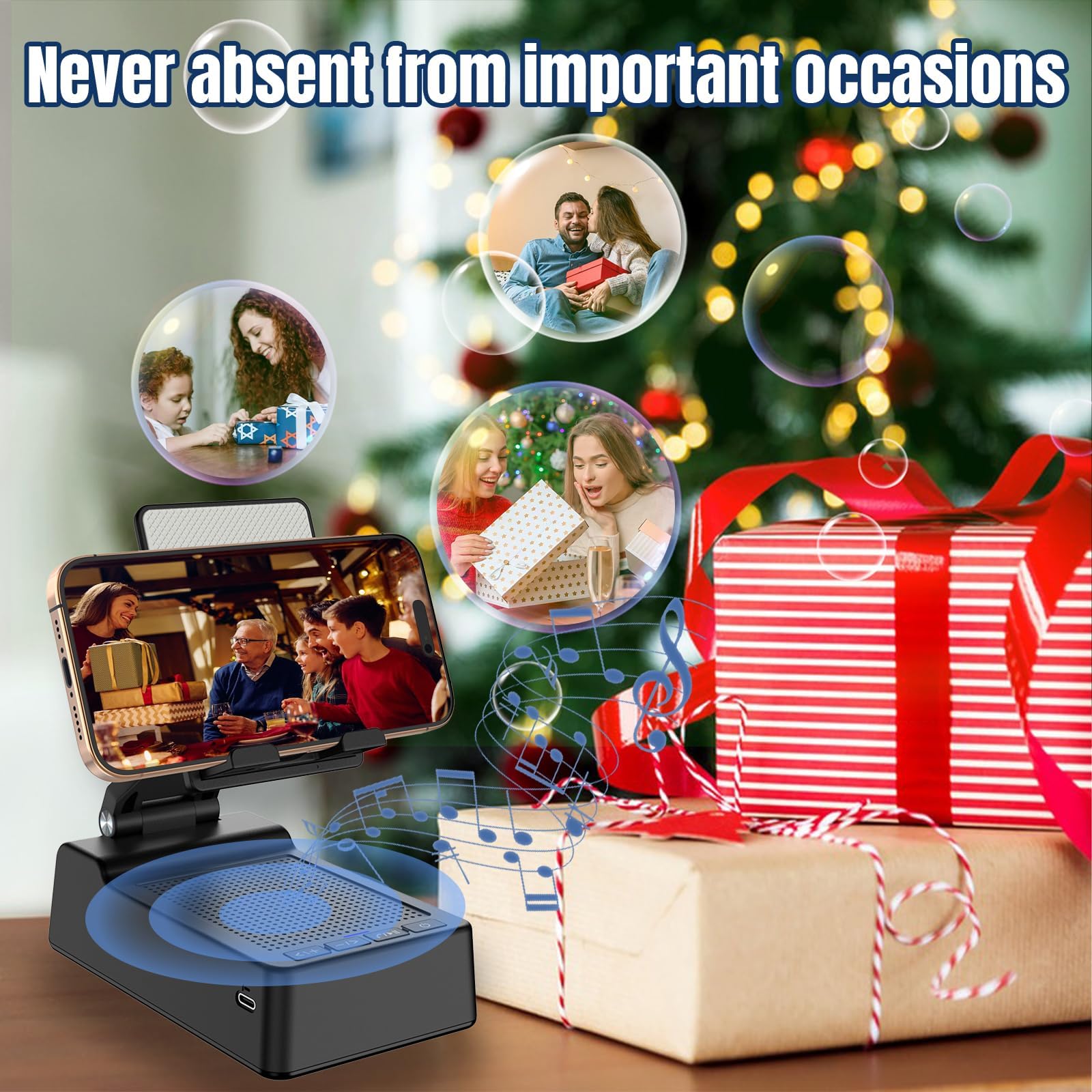 Mahensy Gifts for Men,Cell Phone Stand with Wireless Bluetooth Sp by Mahensy - Angle View 7