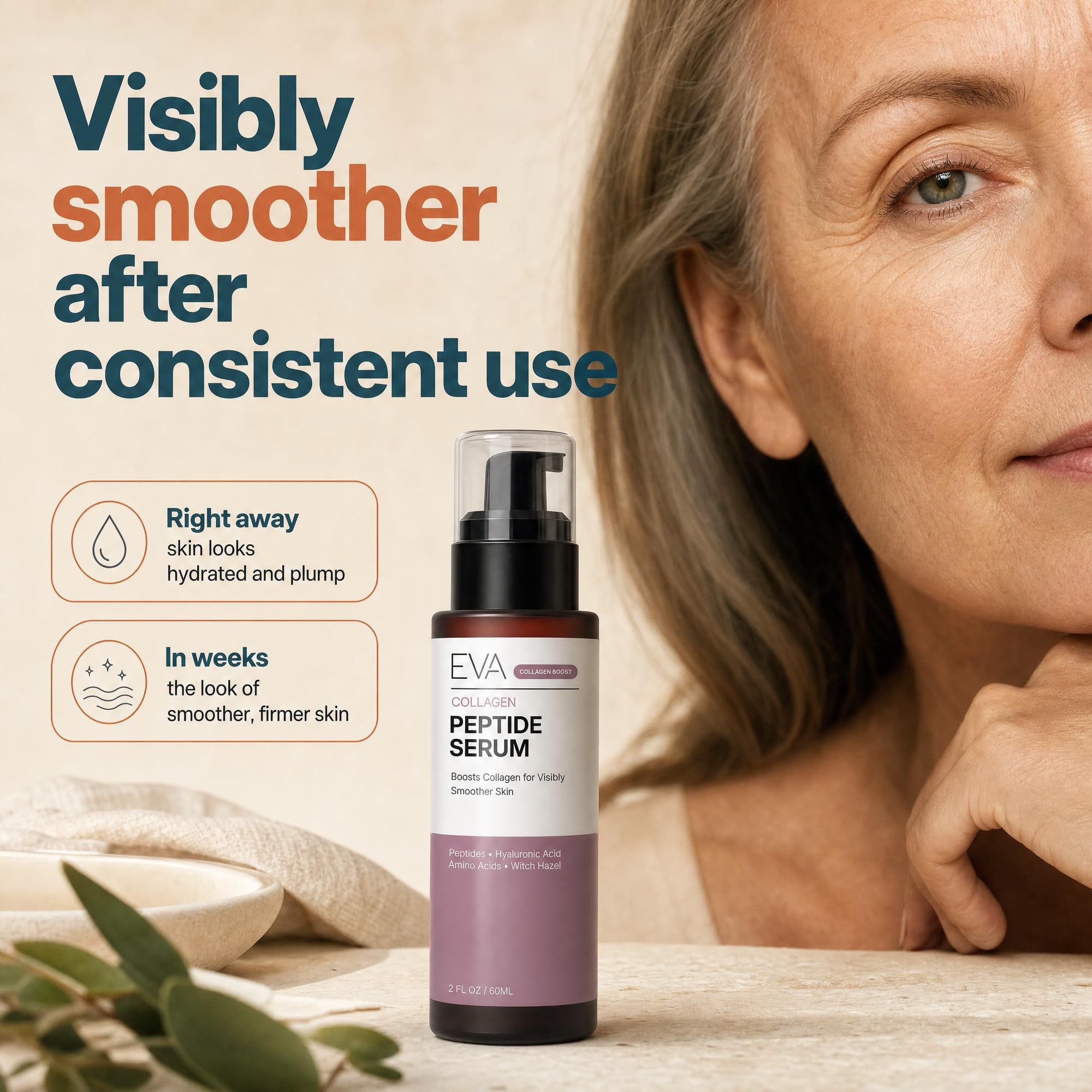 Eva Naturals Multi Peptide Face Serum Firm Hyaluronic Acid 2 - Eva Naturals Official Imagery - 7