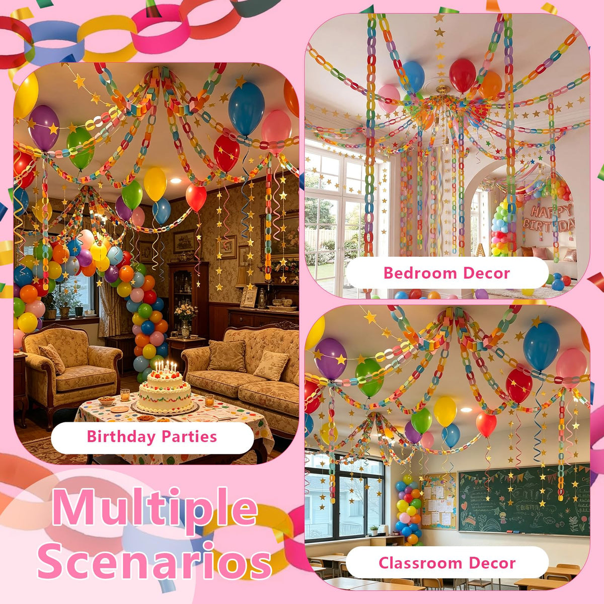 800Pcs Paper Party Decoration Kit 8 Colors Paper Chain - Irosiy Official Imagery - 8