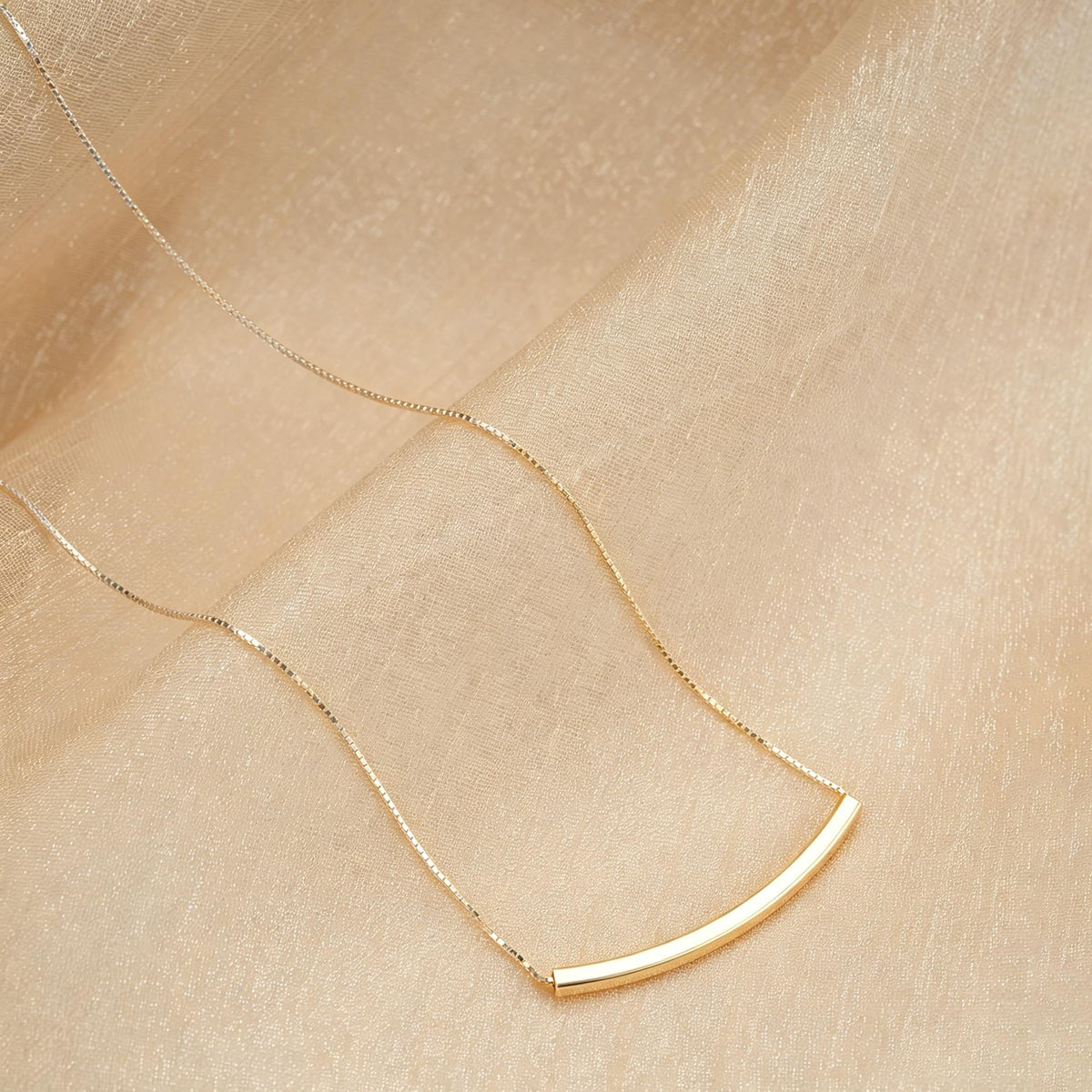 Bar Necklaces for Women 925 Silver Minimalist Curved Pendant - LYTHFORGE Official Imagery - 5