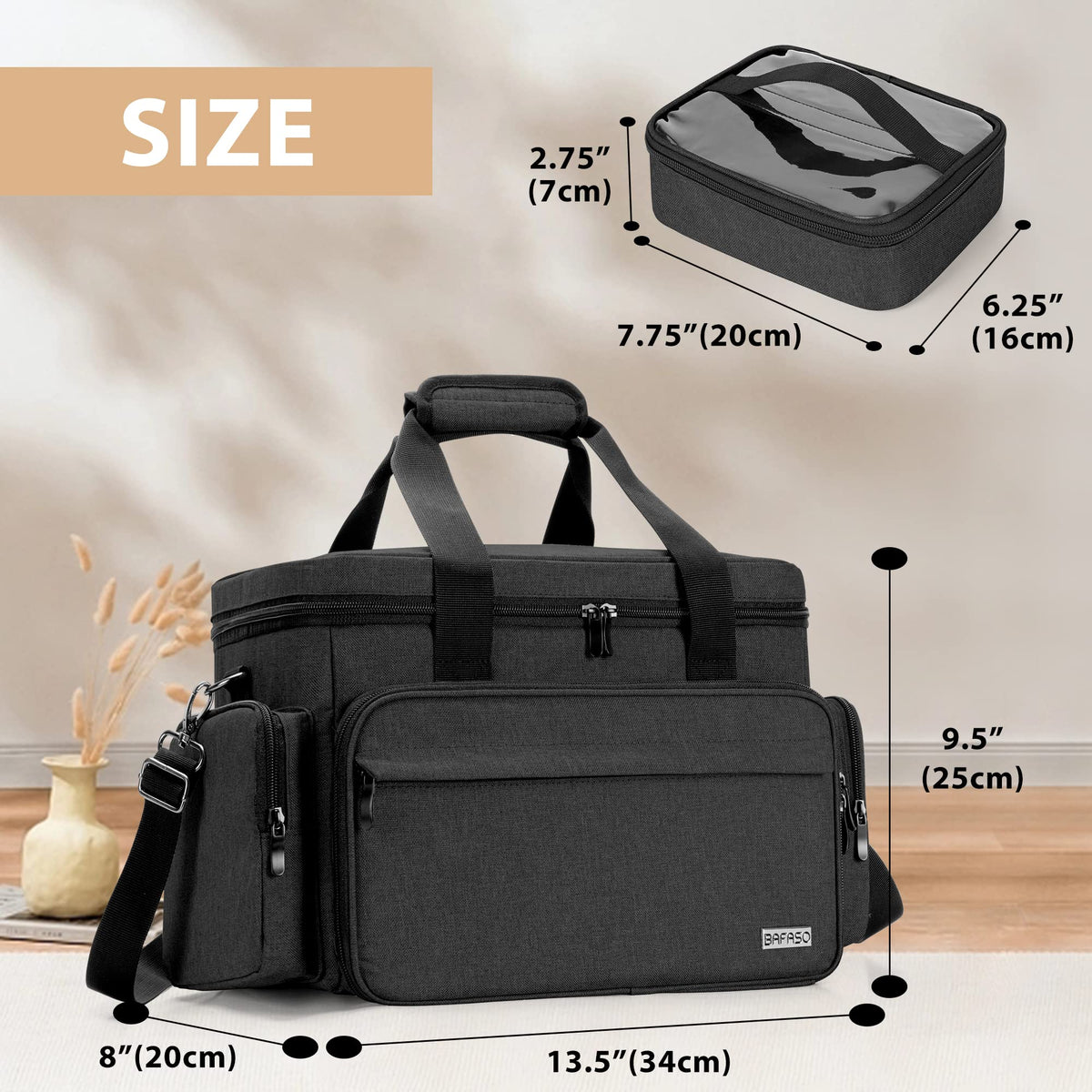 Makeup Bag with 2 Removable Pouches and Detachable Dividers - BAFASO Official Imagery - 7