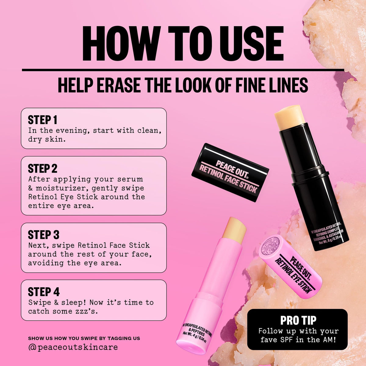 PEACE OUT Retinol Eye Stick Under Eye Treatment - PEACE OUT Official Imagery - 6