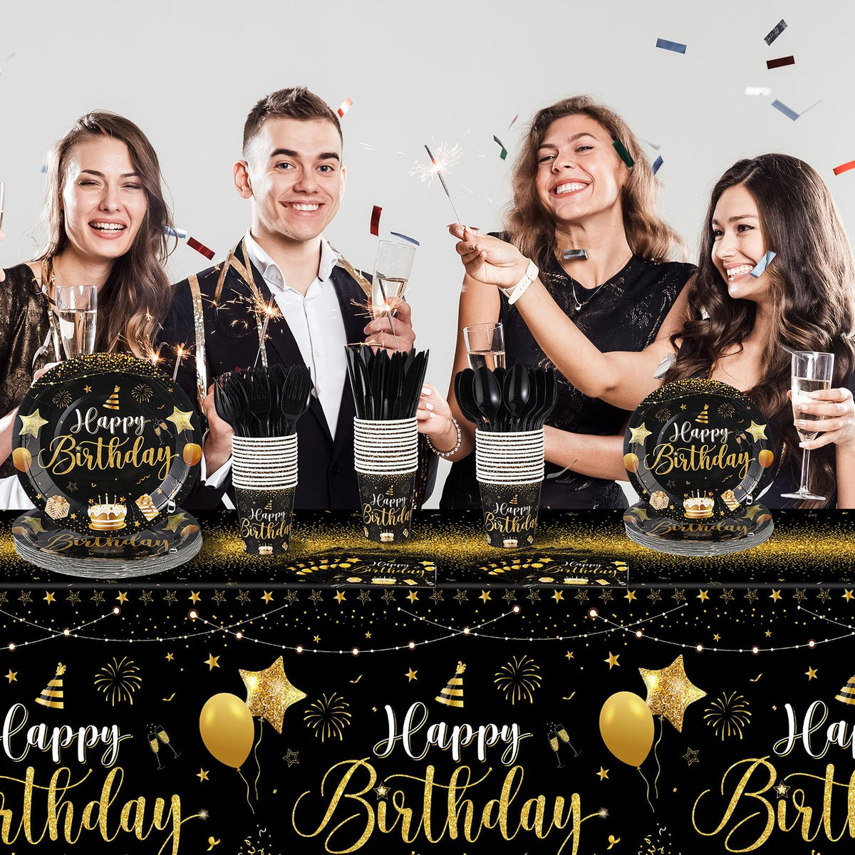 Vesici 171 Pcs Happy Birthday Party Supplies 24 Set Table - Vesici Official Imagery - 7