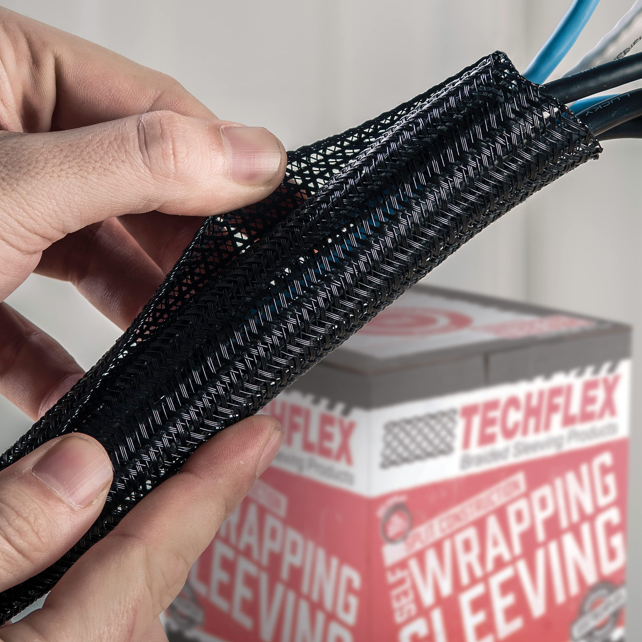 1/2" Split F6 Braided Cable Sleeving Wrap, Split Loom, Techflex (10FT)