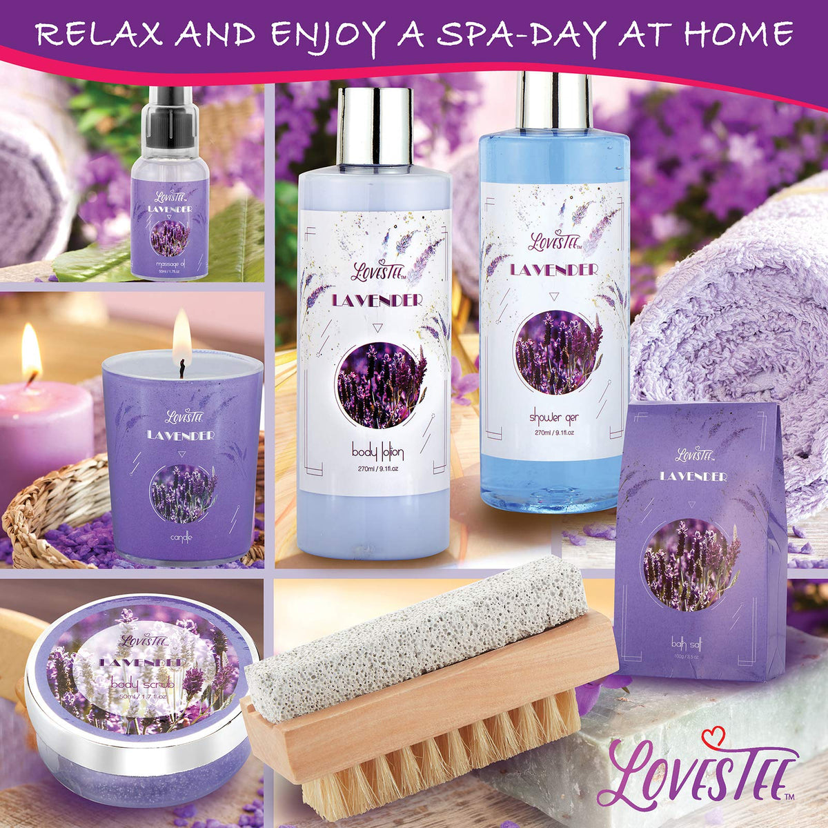 Christmas Gifts Relaxing Lavender Spa Gift Baskets for Wome - LOVESTEE Official Imagery - 3