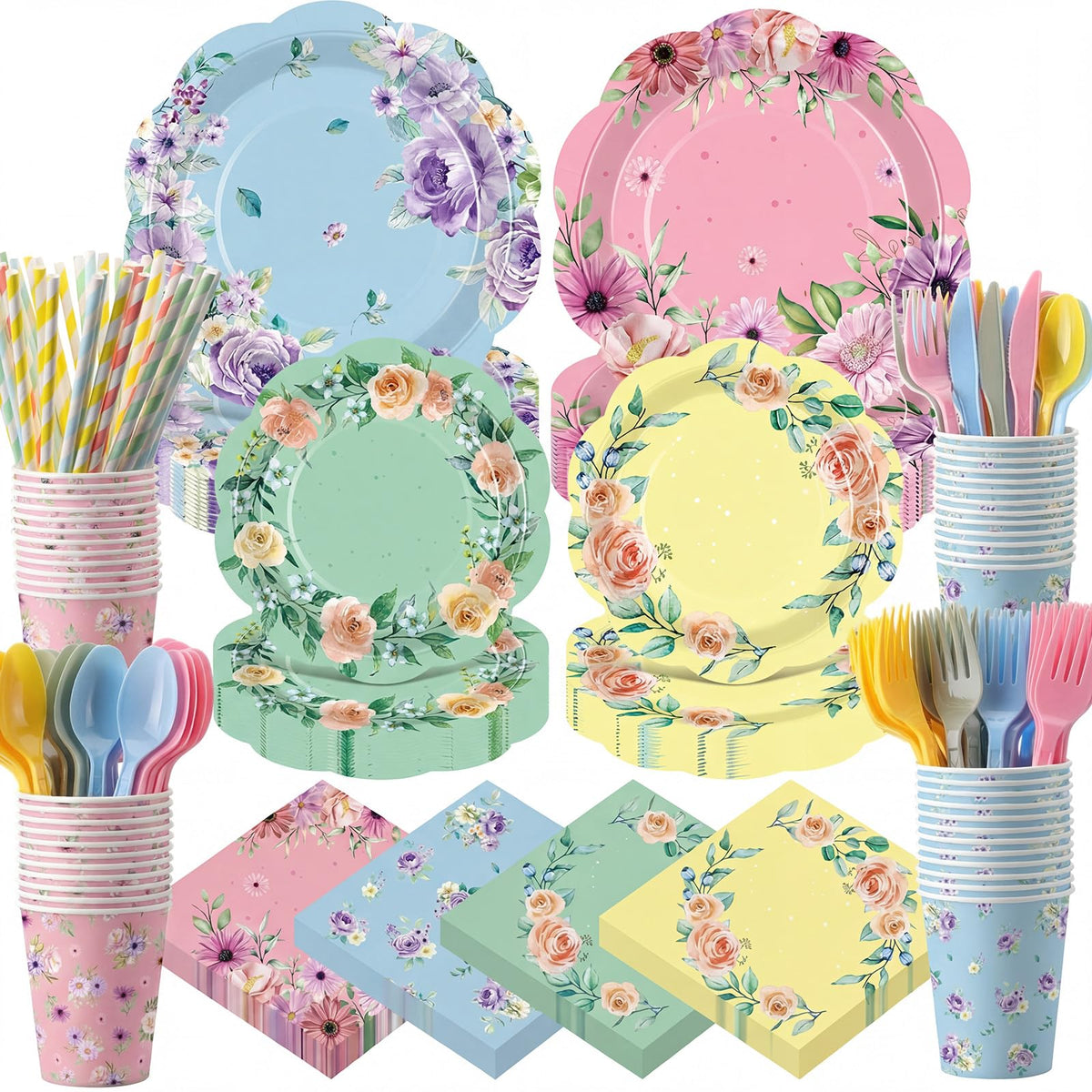 450 Pcs Tableware Set Serve 50 Pastel Gingham - Widecook Official Imagery - 8