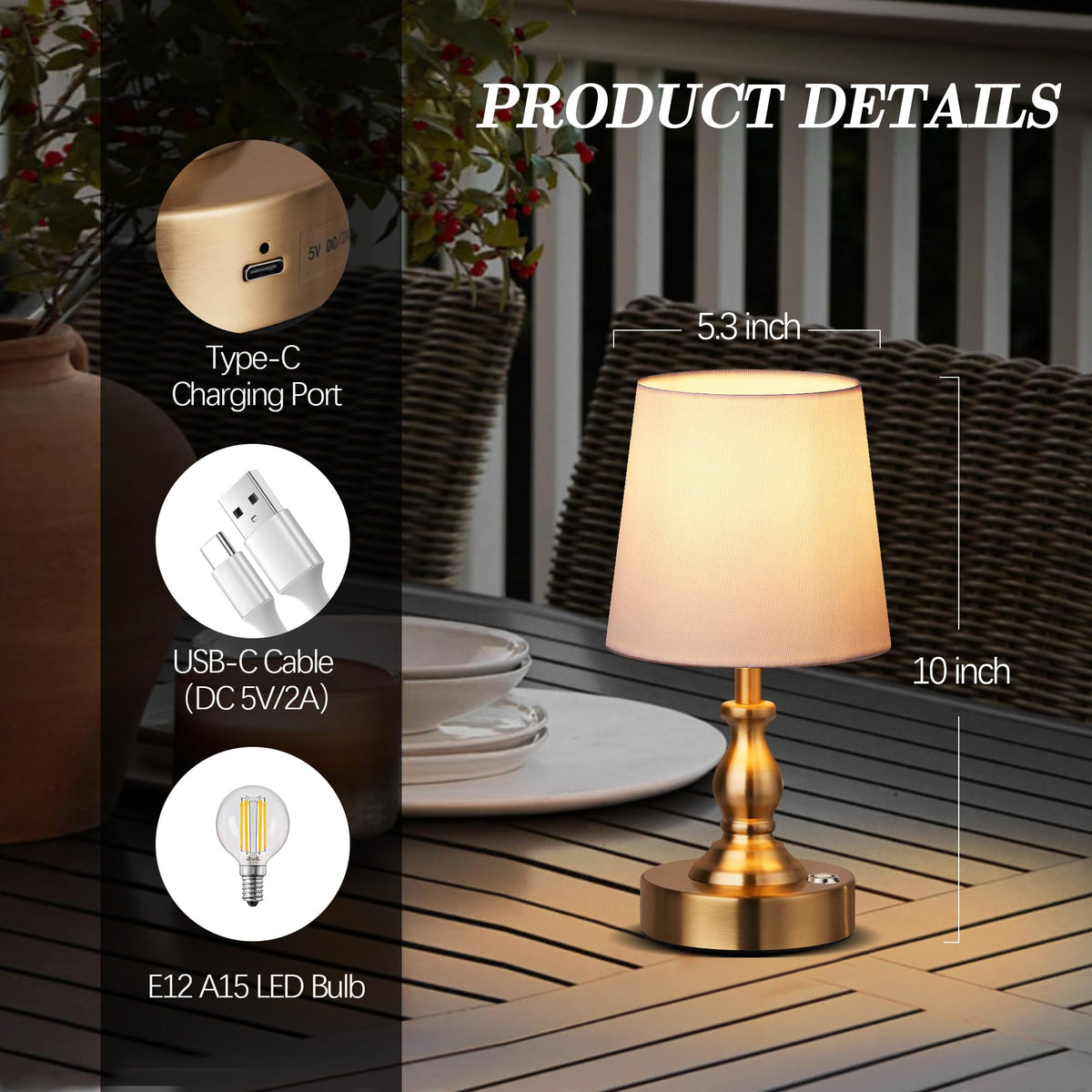 Mini Cordless LED Table Lamp 5200mAh Rechargeable Battery - PARTPHONER Official Imagery - 6