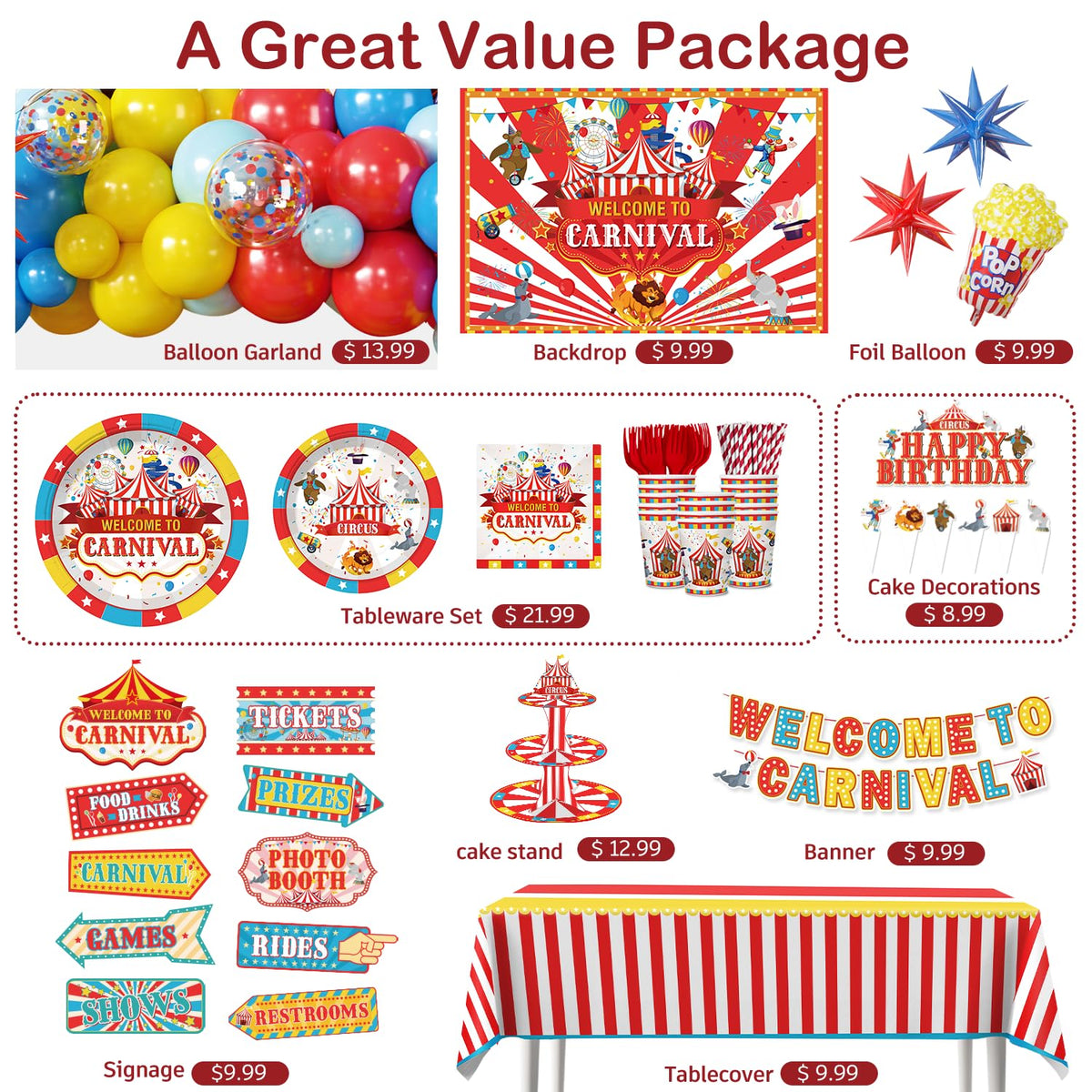 Cocomigo 302PCS Carnival Theme Party Decorations Circus - cocomigo Official Imagery - 4