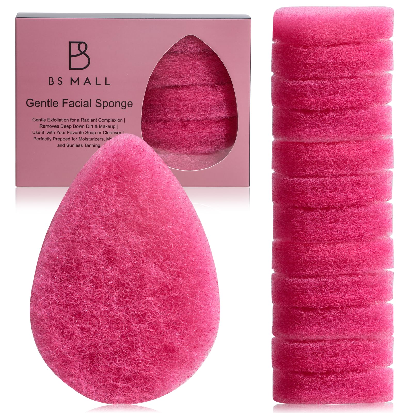 BS-MALL Facial Sponge 12 Pcs – Exfoliating Face Scrubber for - Product Imagery