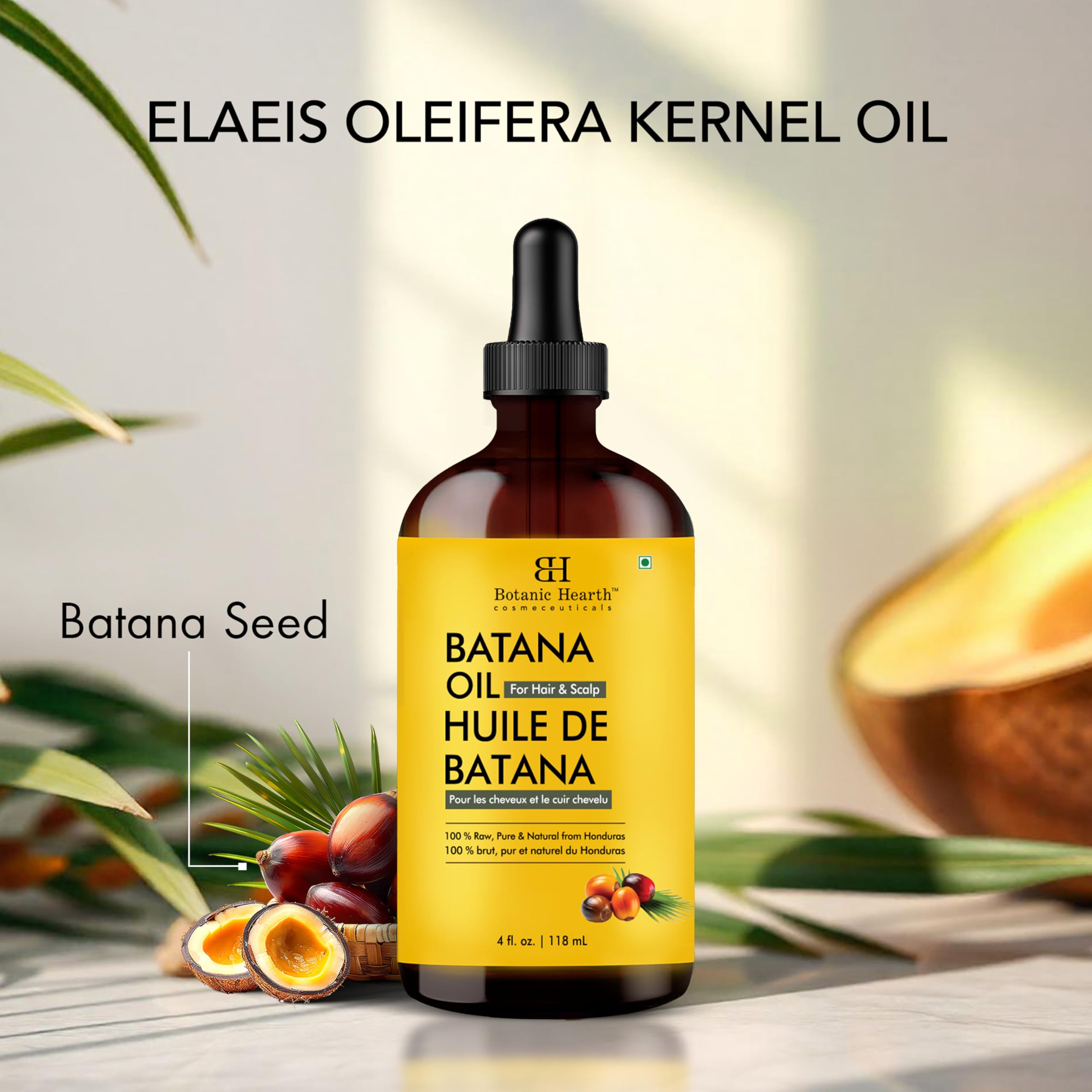 Botanic Hearth Batana Oil for Hair Growth & Hair Treatment, 4 Fl oz - Botanic Hearth Official Product View 3