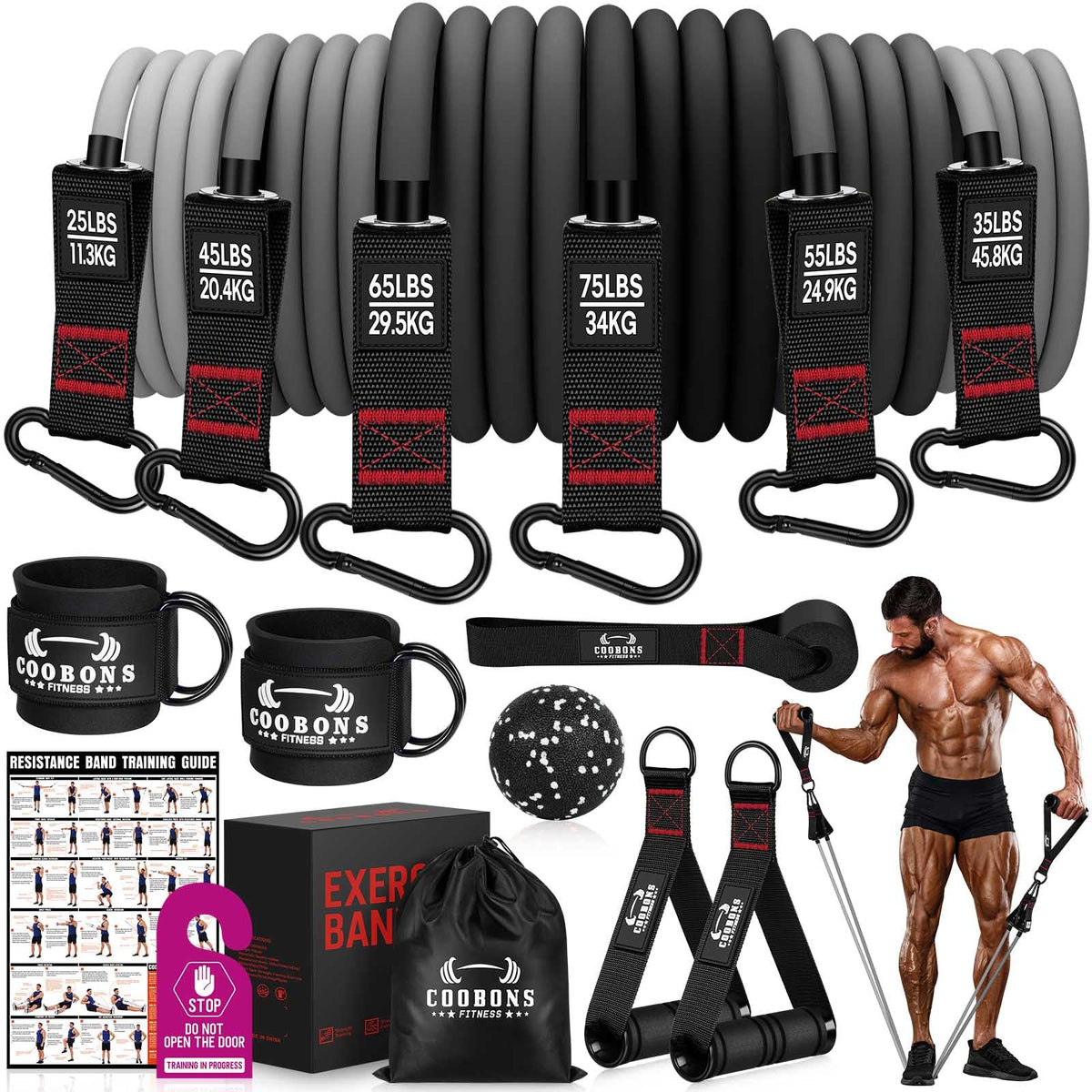 Heavy Resistance Bands for Working Out 300LBS Exercise Bands - COOBONS FITNESS Official Imagery - 2