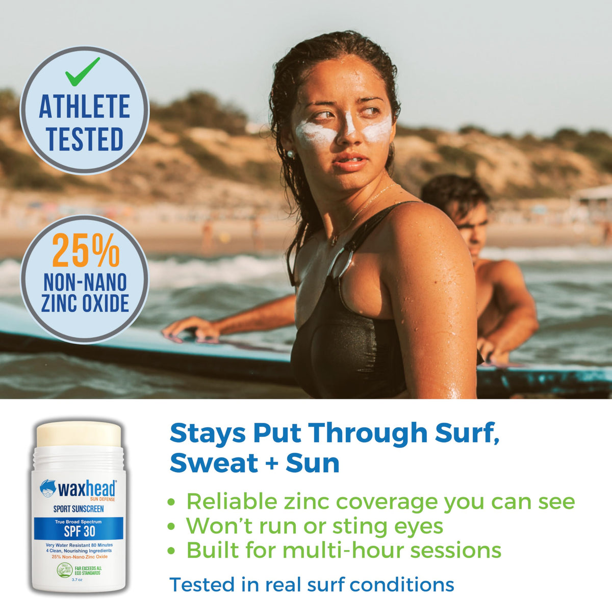 Waxhead Reef Safe Zinc Oxide Sunscreen Stick SPF 30 Face - Waxhead Sun Defense Foods Official Imagery - 3