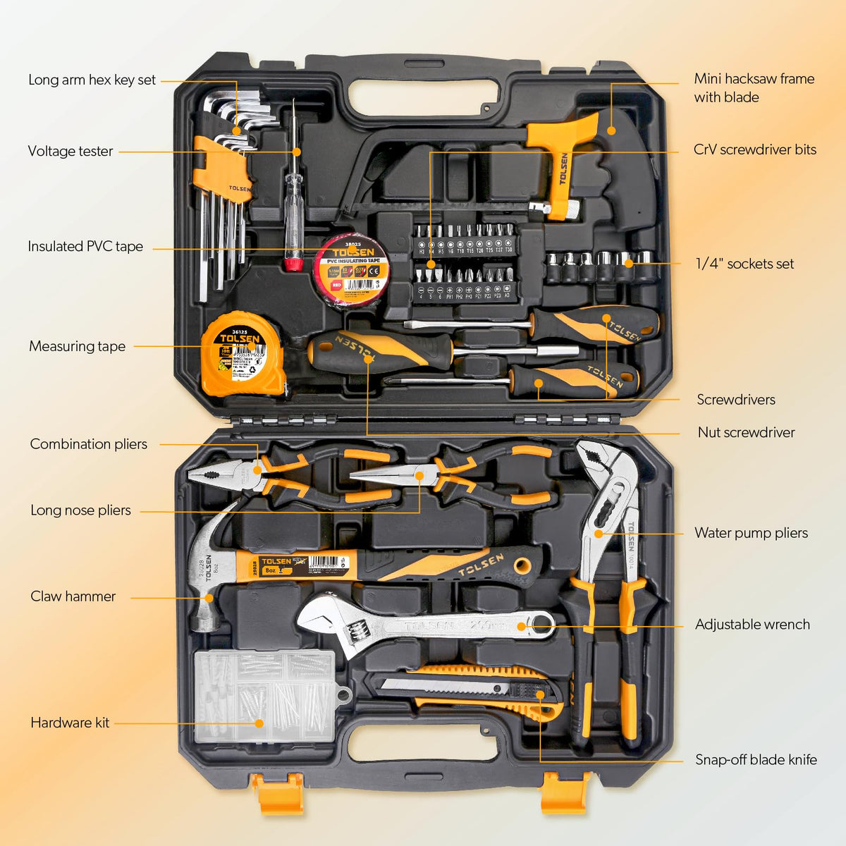 TOLSEN Home Repair Tool Set General Household Hand Tool Kit - Tolsen Official Imagery - 4