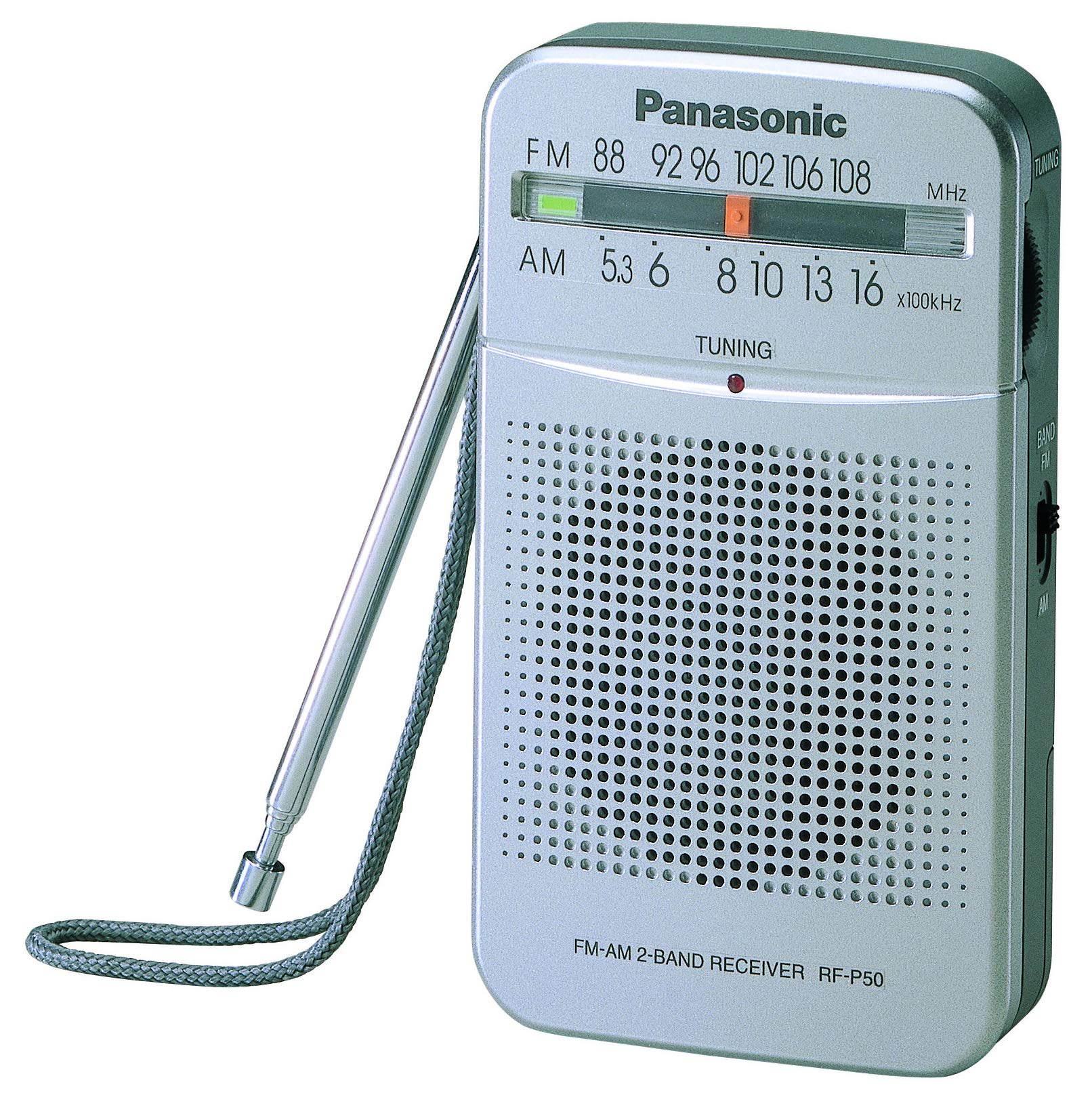 Panasonic RF-P50D Pocket AM/FM Radio Silver, Slide Dial