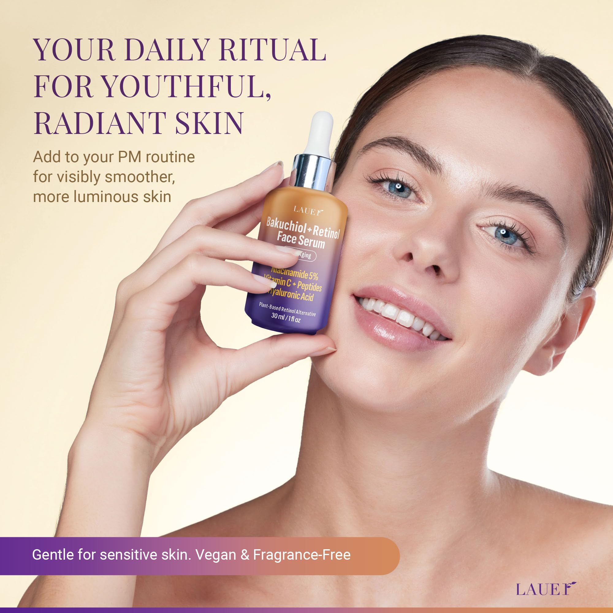 LAUER COSMETIC Bakuchiol Retinol Serum for Face with Vitamin C Hyaluronic Acid - LAUER COSMETIC Official Product View 9