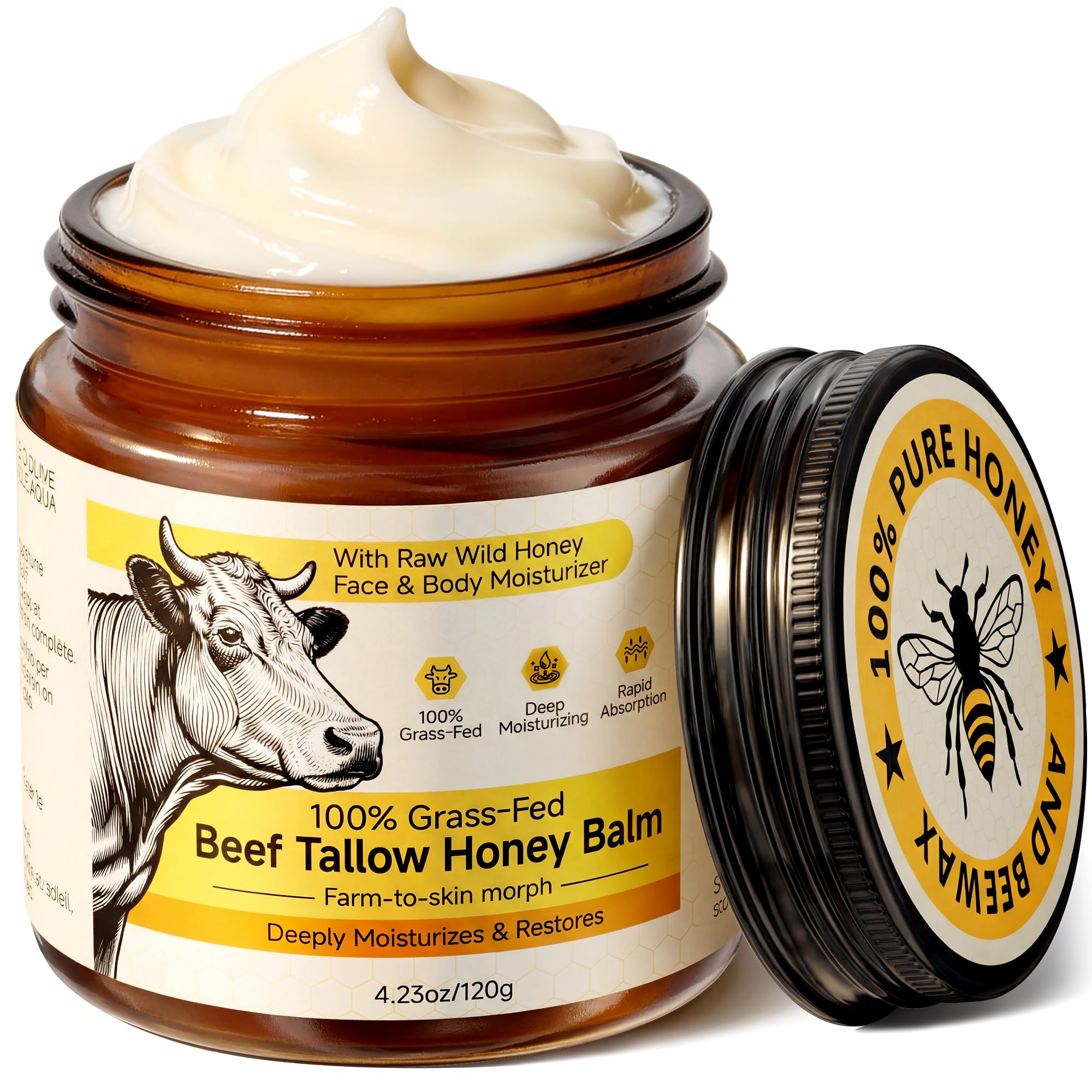 Beef Tallow for Skin & Face, Whipped Tallow and Honey Balm - Product Imagery