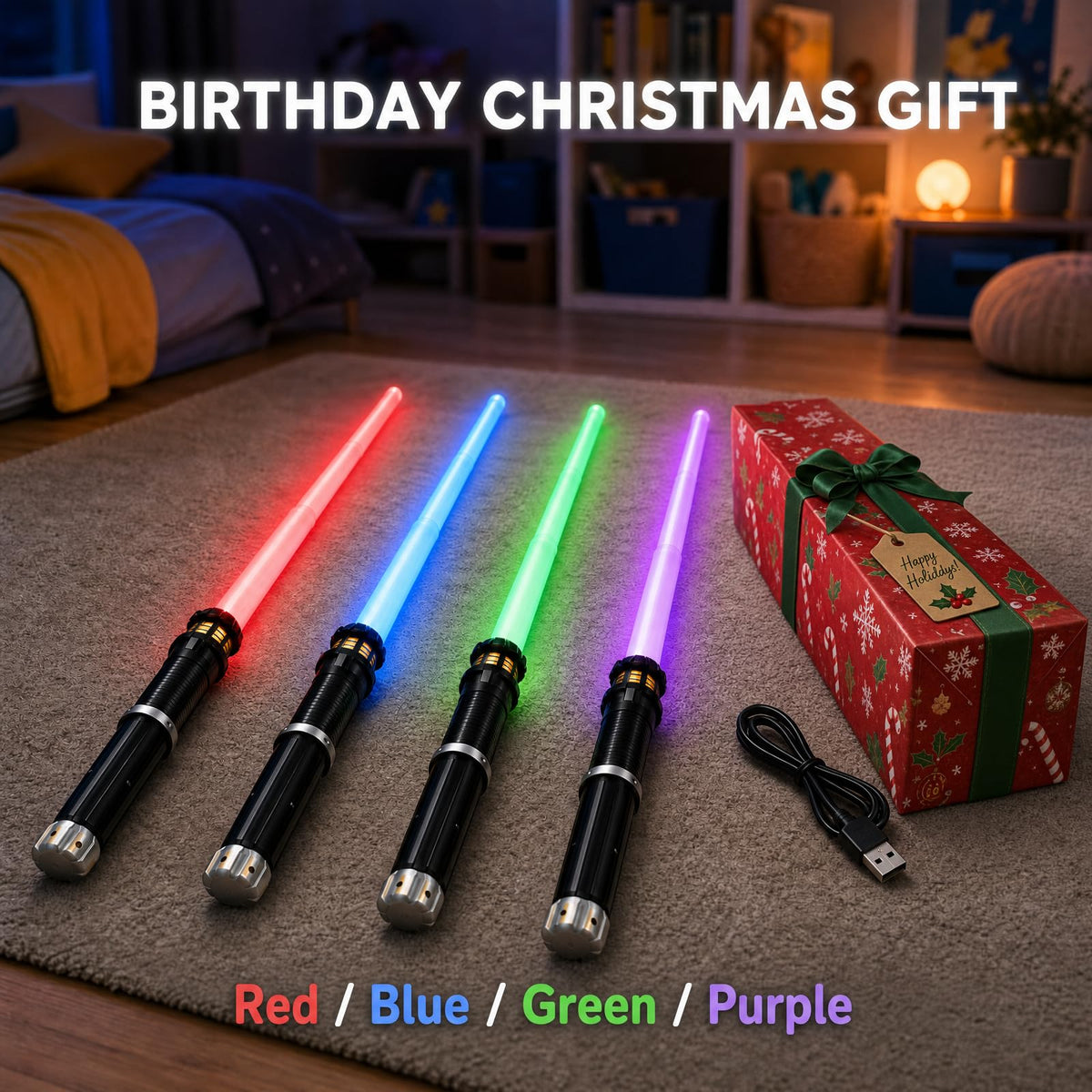 4 Pack Light Up Saber for Kids LED Toy Cosplay Halloween - FlashyU Official Imagery - 4