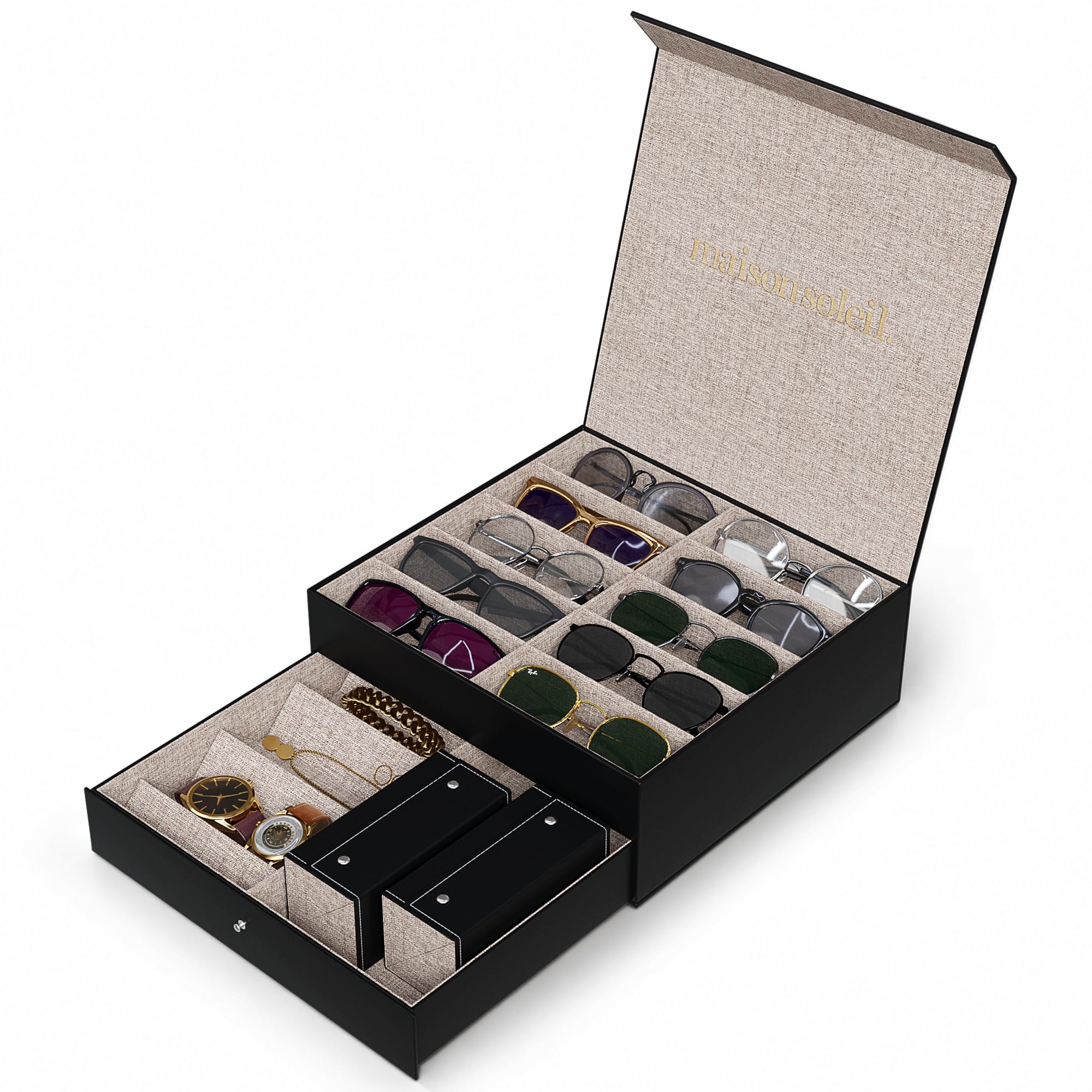 Up to 18 slots Multiples Glasses Case Organizer-Sunglasses Case - Product Imagery
