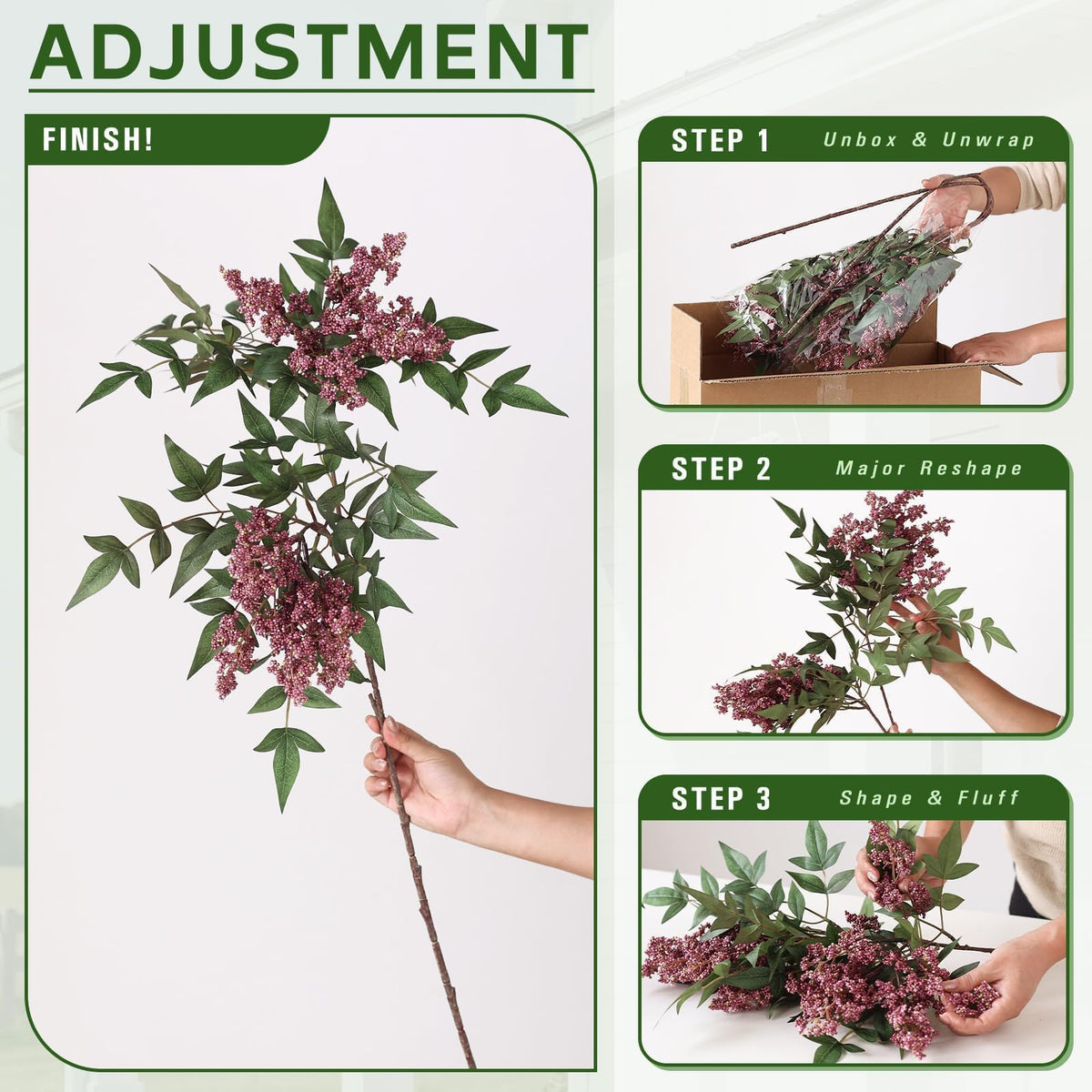4 Pcs 36 Artificial Nandina Berry Stem Fake Branches for - Juxdp Official Imagery - 6