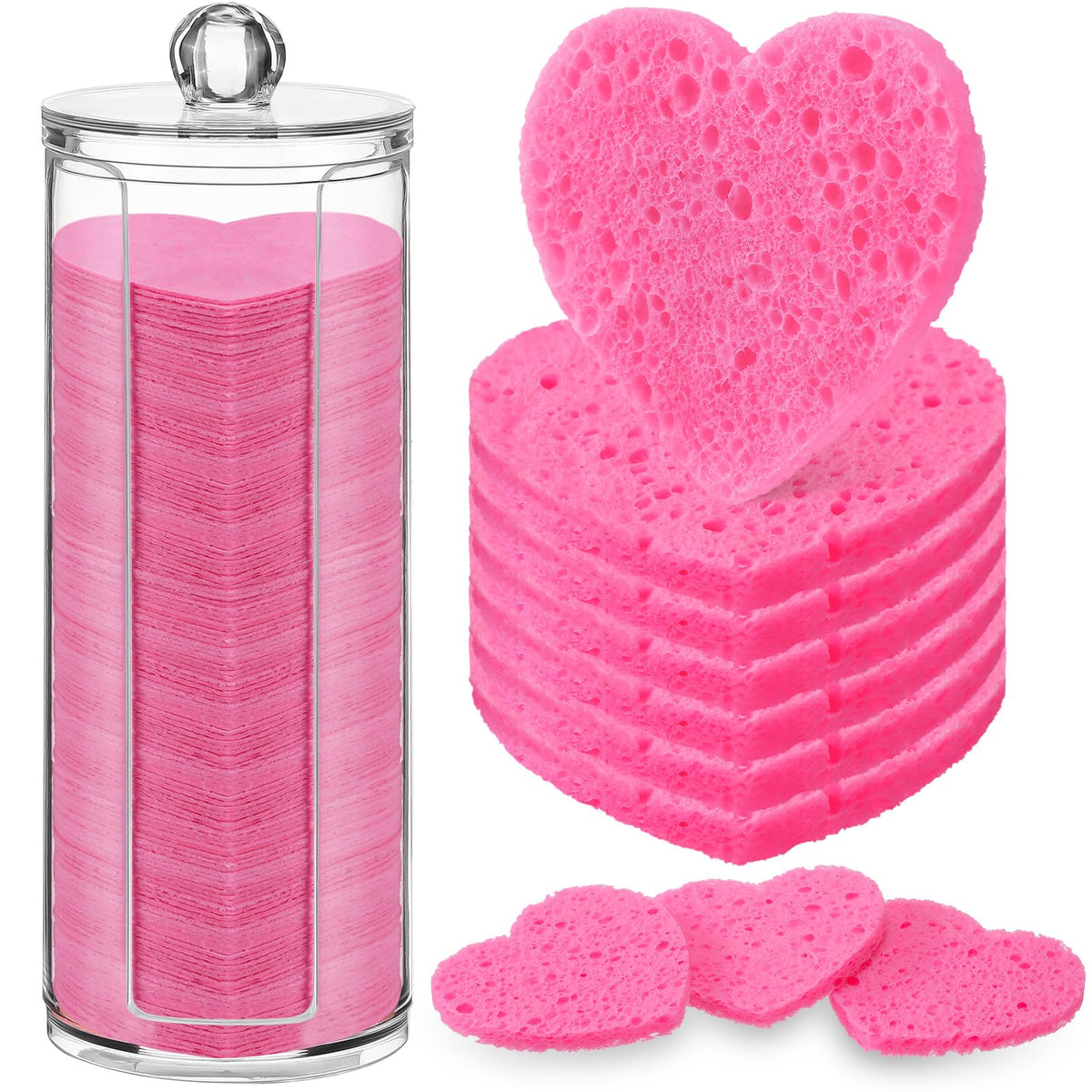 Sieral 120 Pcs Compressed Facial Sponges Heart Rose Red - Sieral Official Imagery - 2