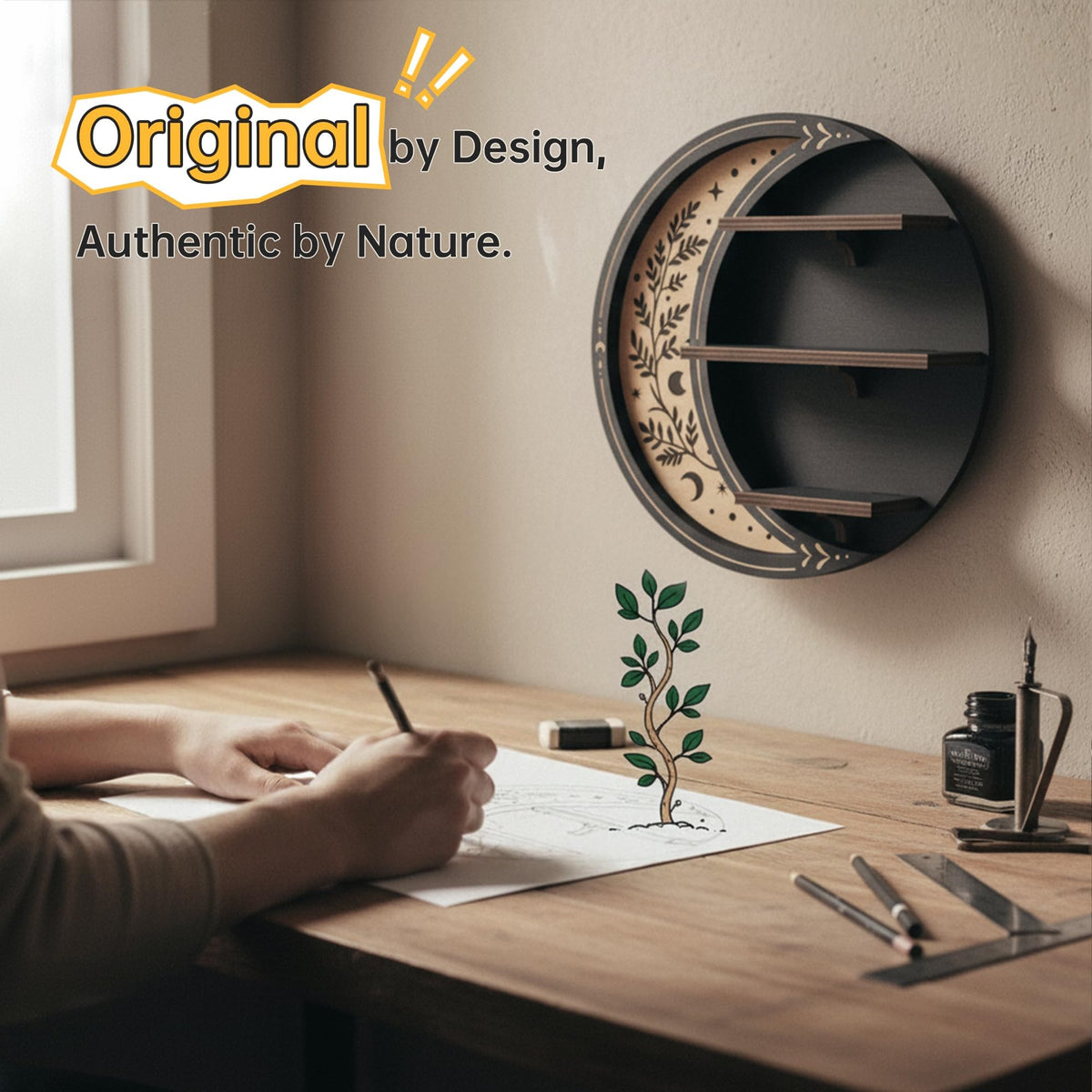 Wall Shelves for Bedroom Moon Shelf with LED Light Whimsical - FNYDOX Official Imagery - 8